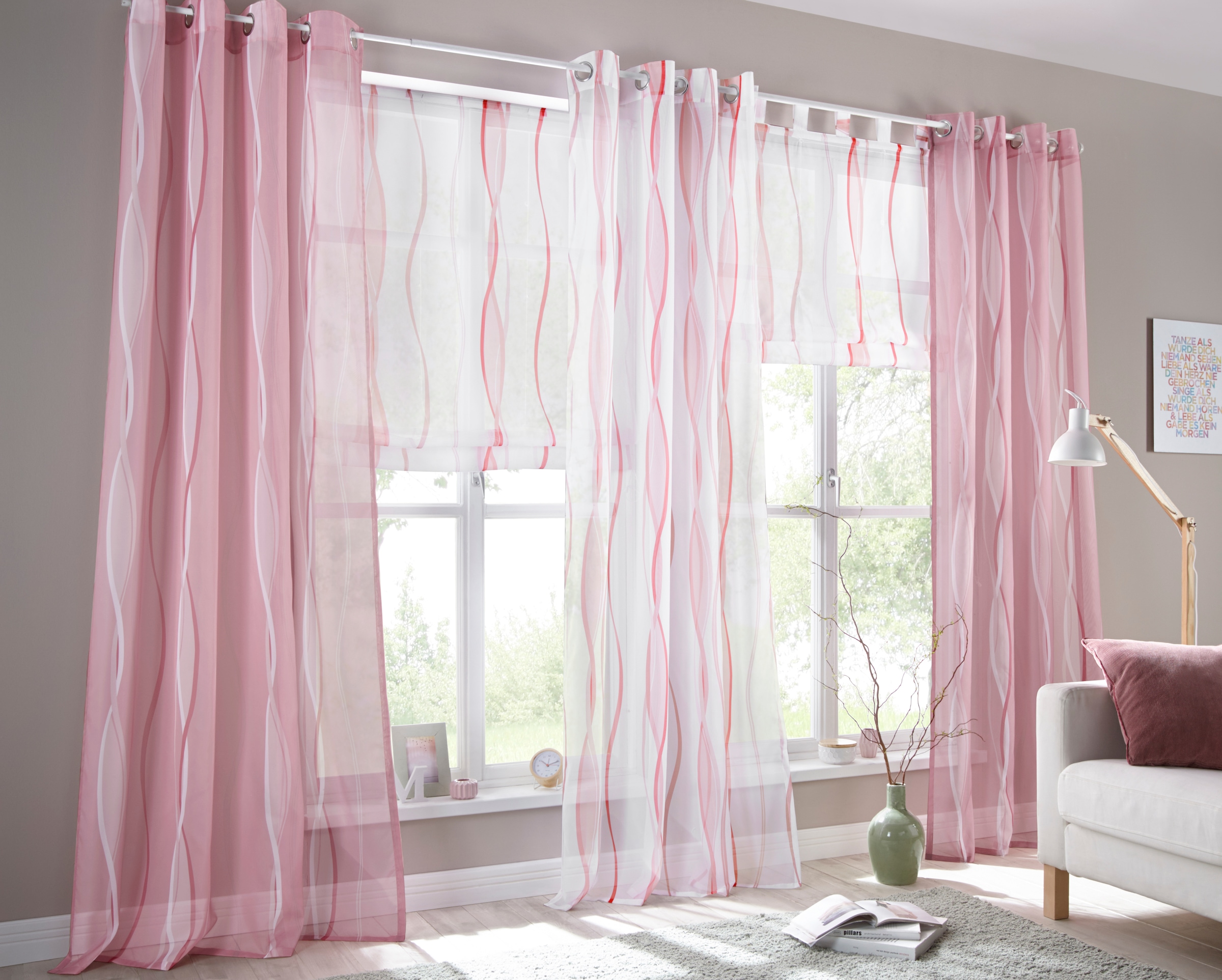 my home Gardine »Dimona«, (2 St.), Transparent, Voile, Polyester, Wellen  jetzt im %Sale