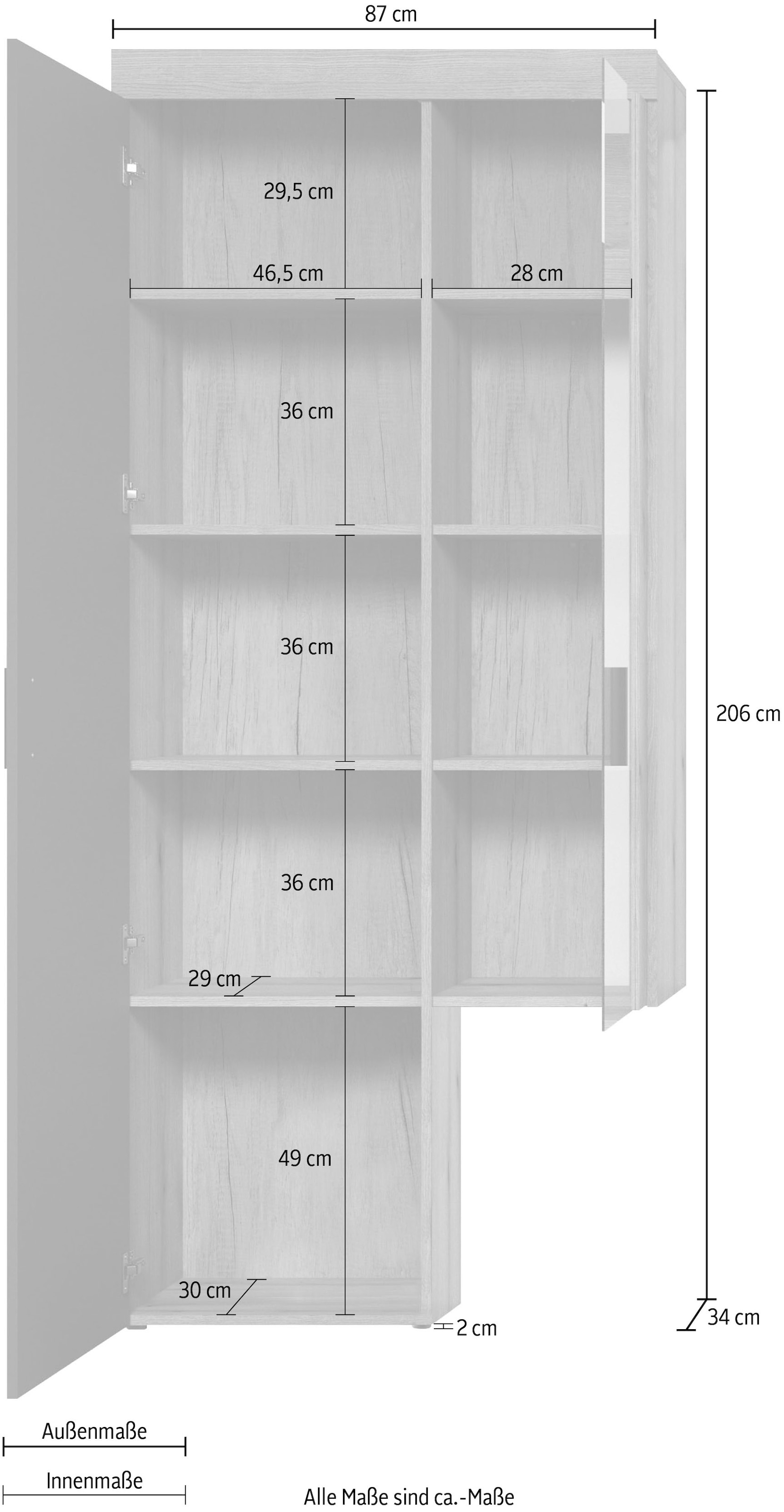 Home affaire Stauraumvitrine »Ghent«, (Packung, 1 St.), Mit Hirnholzapplikationen