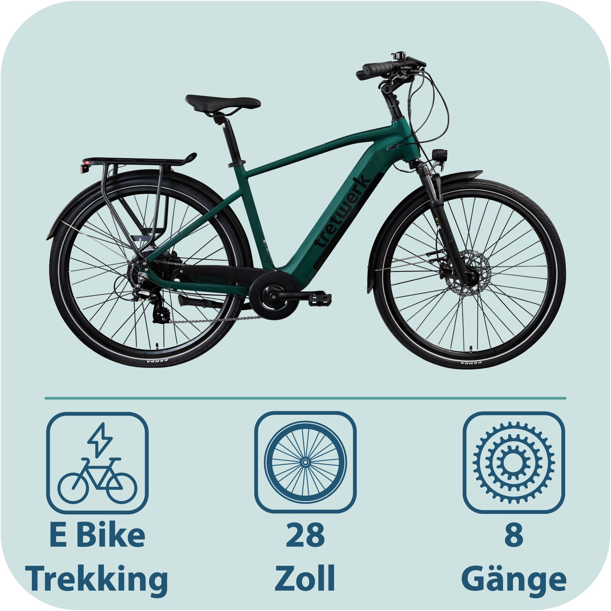 Tretwerk »Onyx« 8 Gang Shimano Altus M310 Schaltwerk Kettenschaltung Heckmotor 250 W