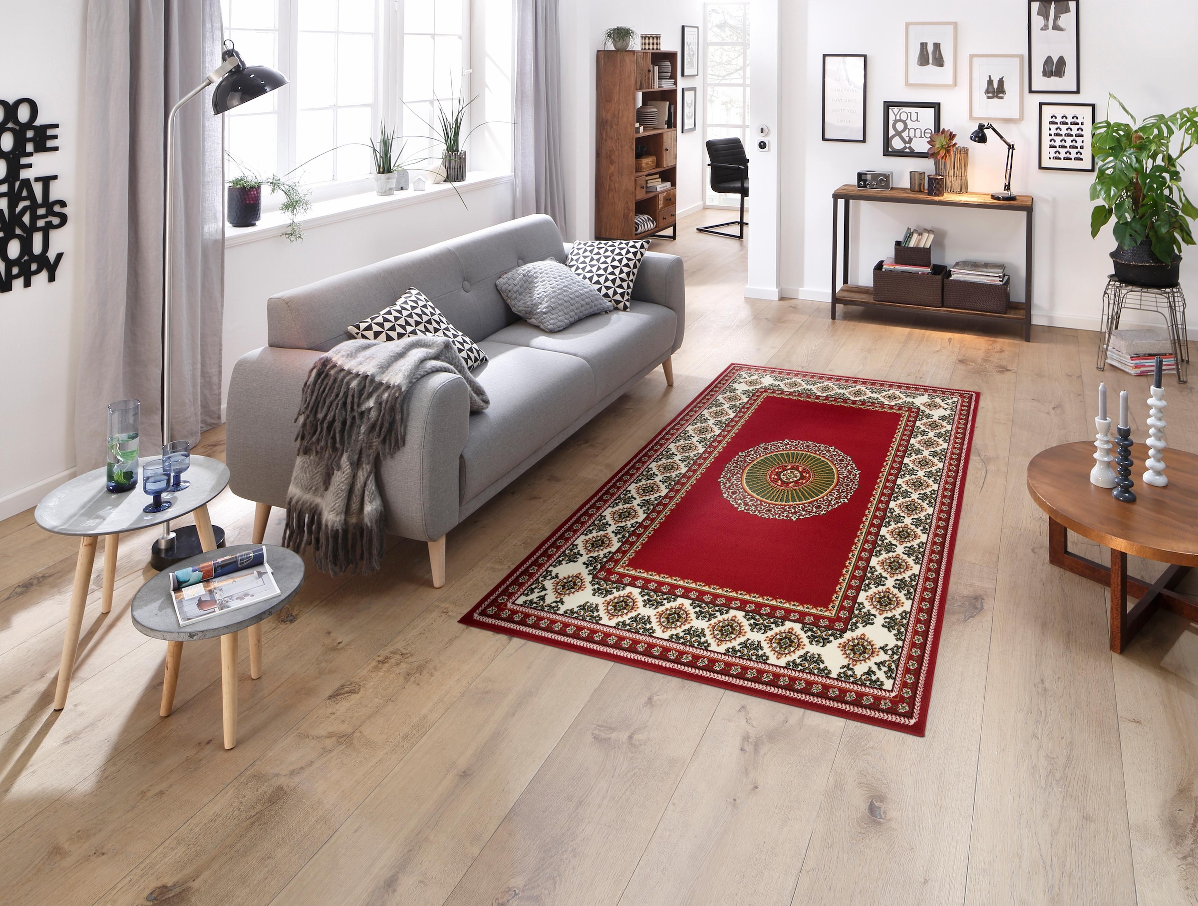 Home affaire Teppich »Shari«, rechteckig, Orient-Optik, mit Bordüre, Teppich, Kurzflor, Weich, Pflegeleicht