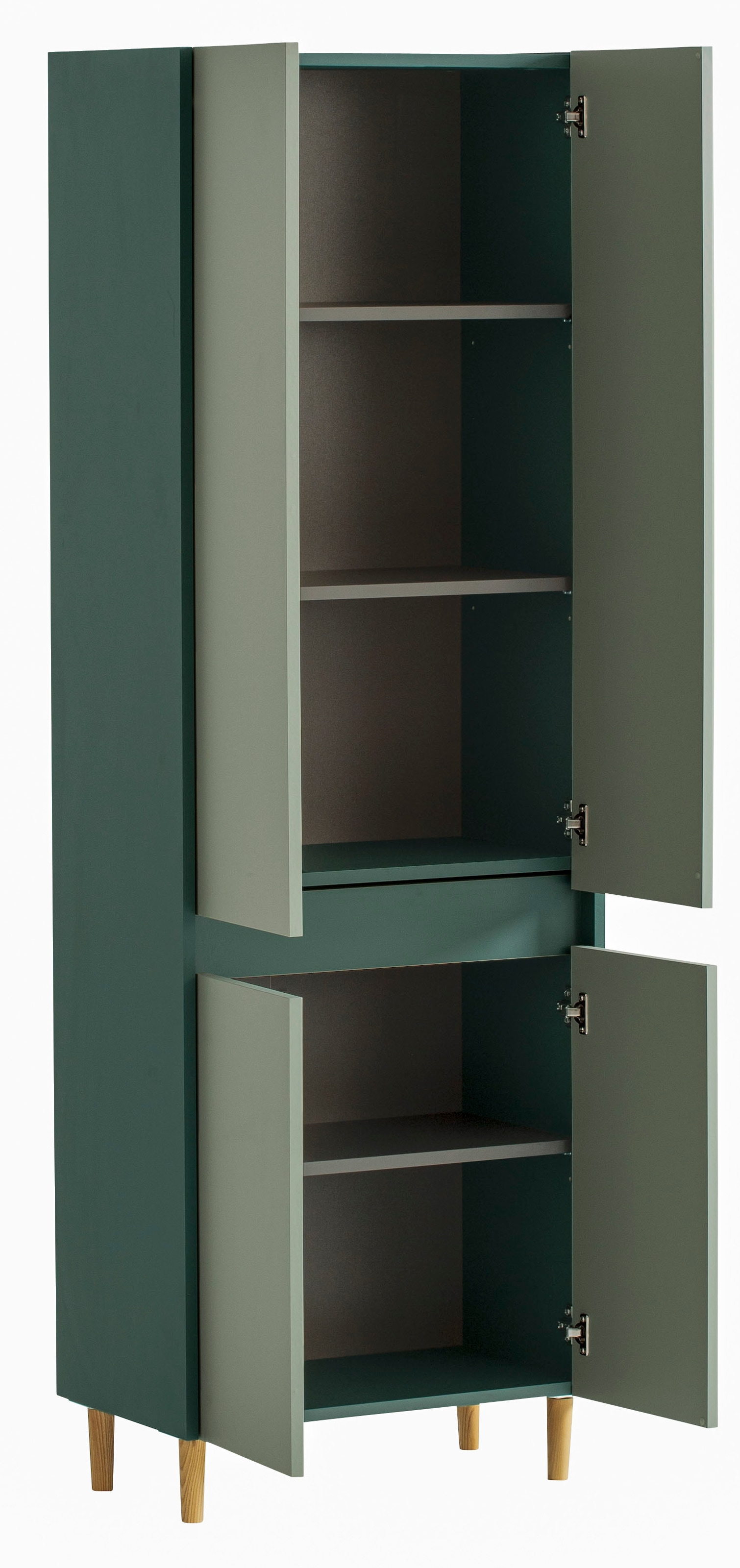 welltime Hochschrank »Lovis, Breite 56 cm« Metallbeschläge, Möbelfüße aus Massivholz