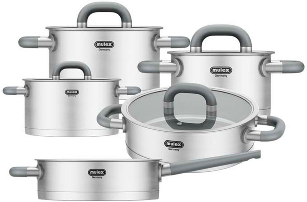 Mulex Topf-Set »LUGANO« Edelstahl 18/10 Set, 9 Stk. tlg. inkl. Stielpfanne günstig online kaufen