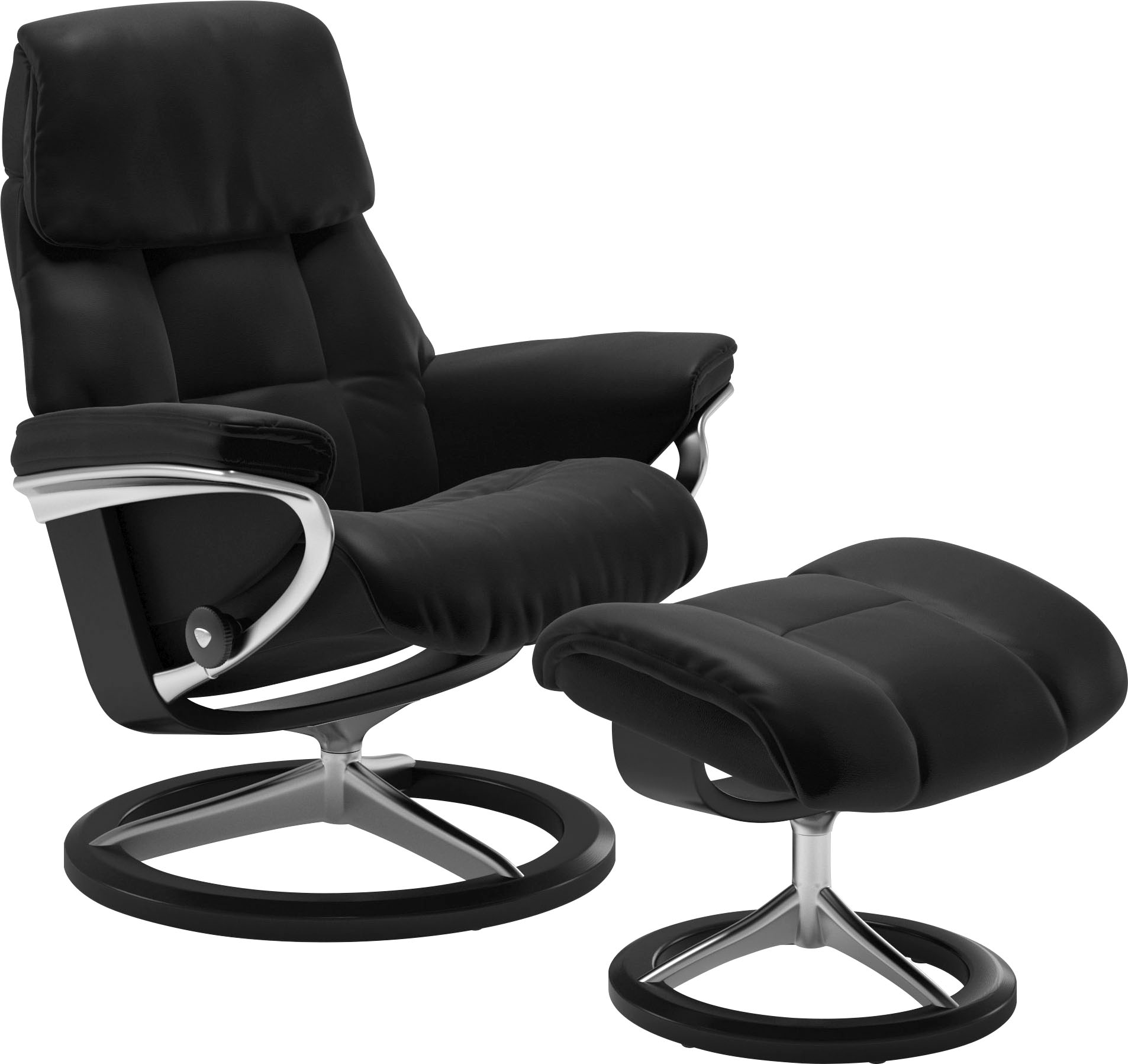 Stressless® Relaxsessel »Ruby« Set, Relaxsessel mit Hocker,  mit Signature Base, Größe M, Gestell Eiche, Wenge, Braun & Schwarz