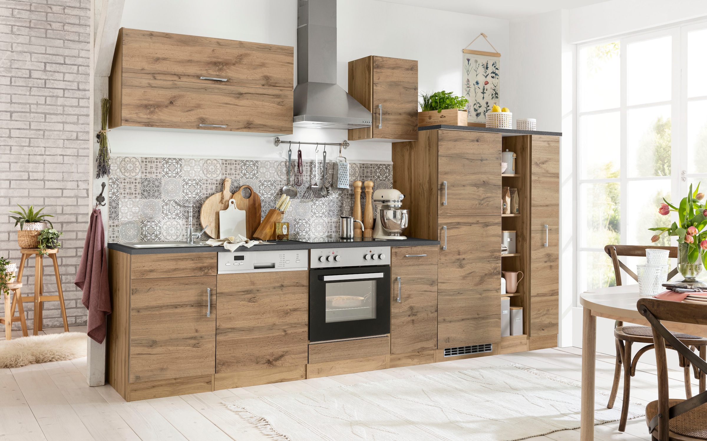 KOCHSTATION Küchenzeile »KS-Colmar«, mit E-Geräten, Breite 330 cm