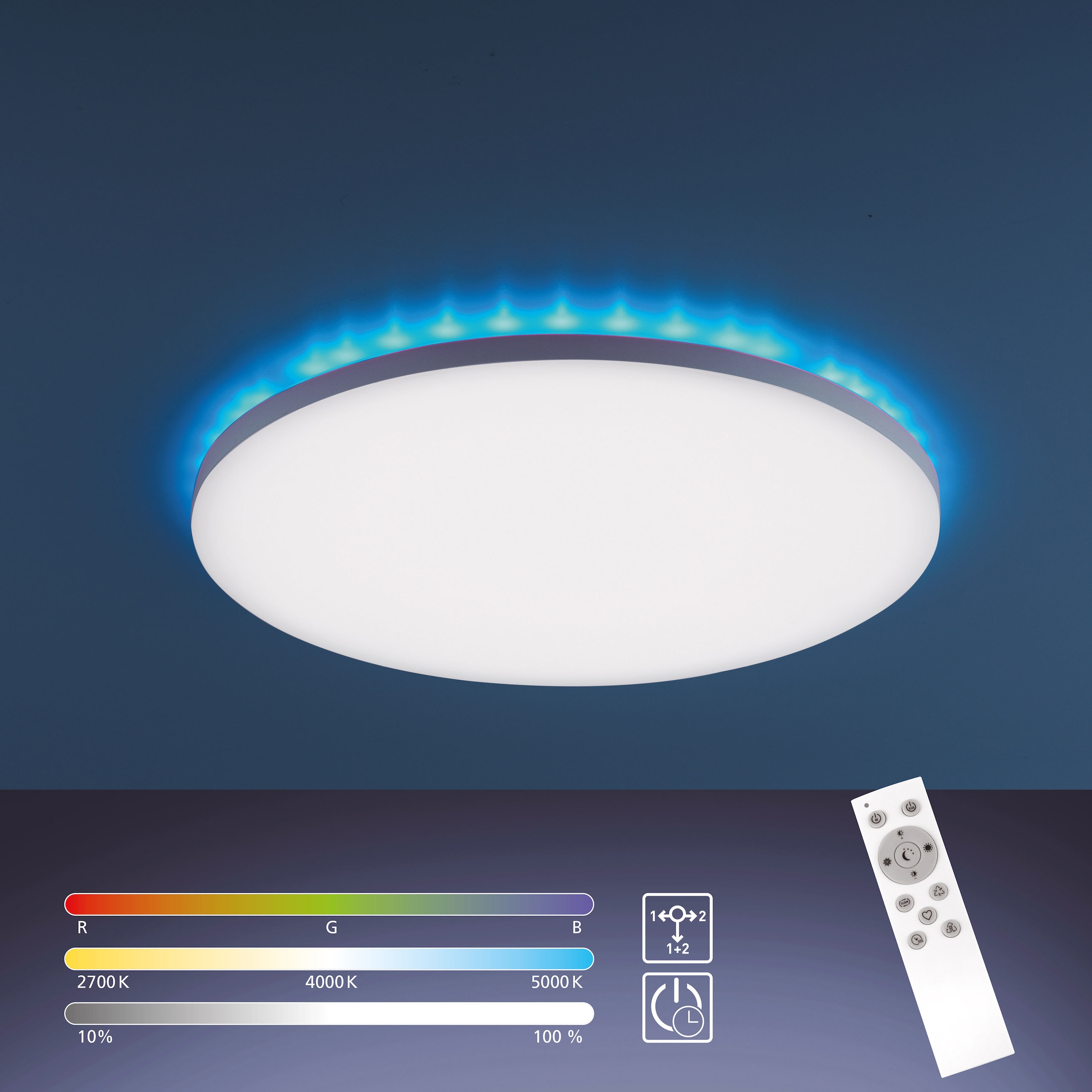 my home LED Deckenleuchte »Floki«, 2 flammig-flammig, rahmenlos, mit CCT  17W+1,8W Rainbow RGB, Ø 42cm auf Raten bestellen