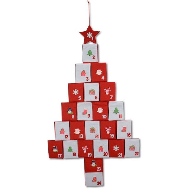 RIFFELMACHER & WEINBERGER befüllbarer Adventskalender »Baum, Weihnachtsdeko  rot«, ab 6 Jahren, mit Holzornamenten jetzt im %Sale