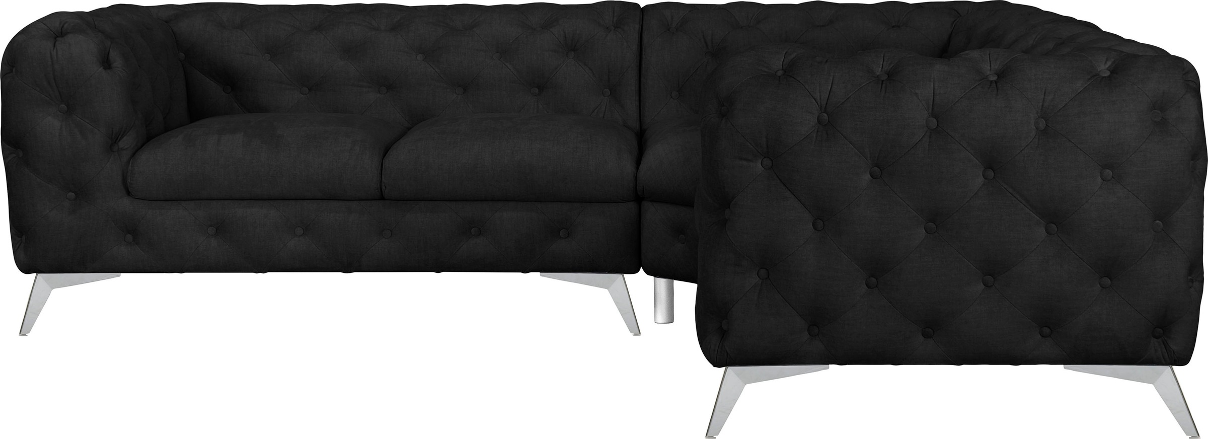 Leonique Chesterfield-Sofa »Ecksofa GLYNIS L-Form mit Wellenunterfederung, günstig online kaufen