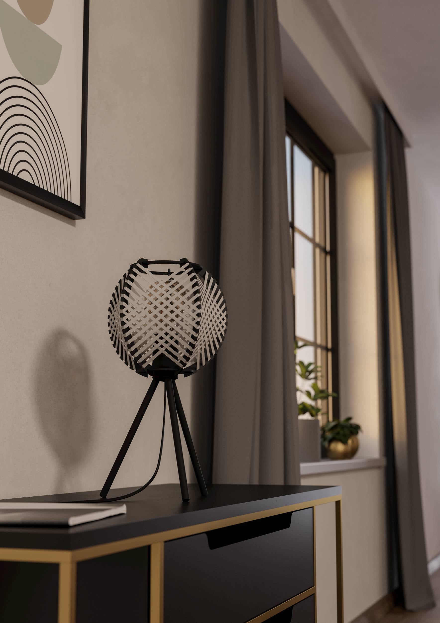 EGLO Tischleuchte »Waverton Tischampe, Nachttischlampe, Metall, Holz, Textil in Weiß, E27« E27 1 Stk.