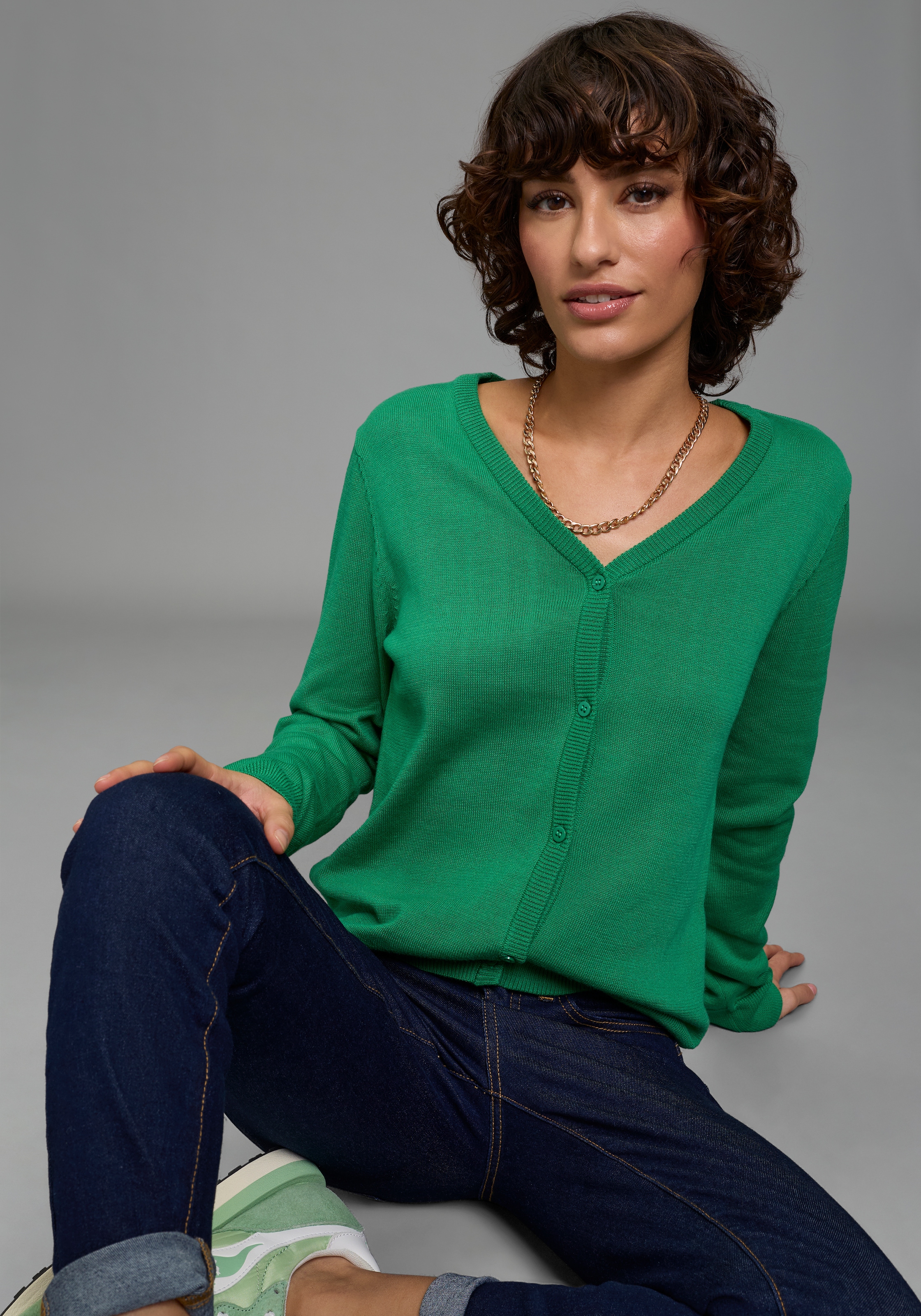 Flashlights Strickjacke mit V-Ausschnitt und Knopfleiste