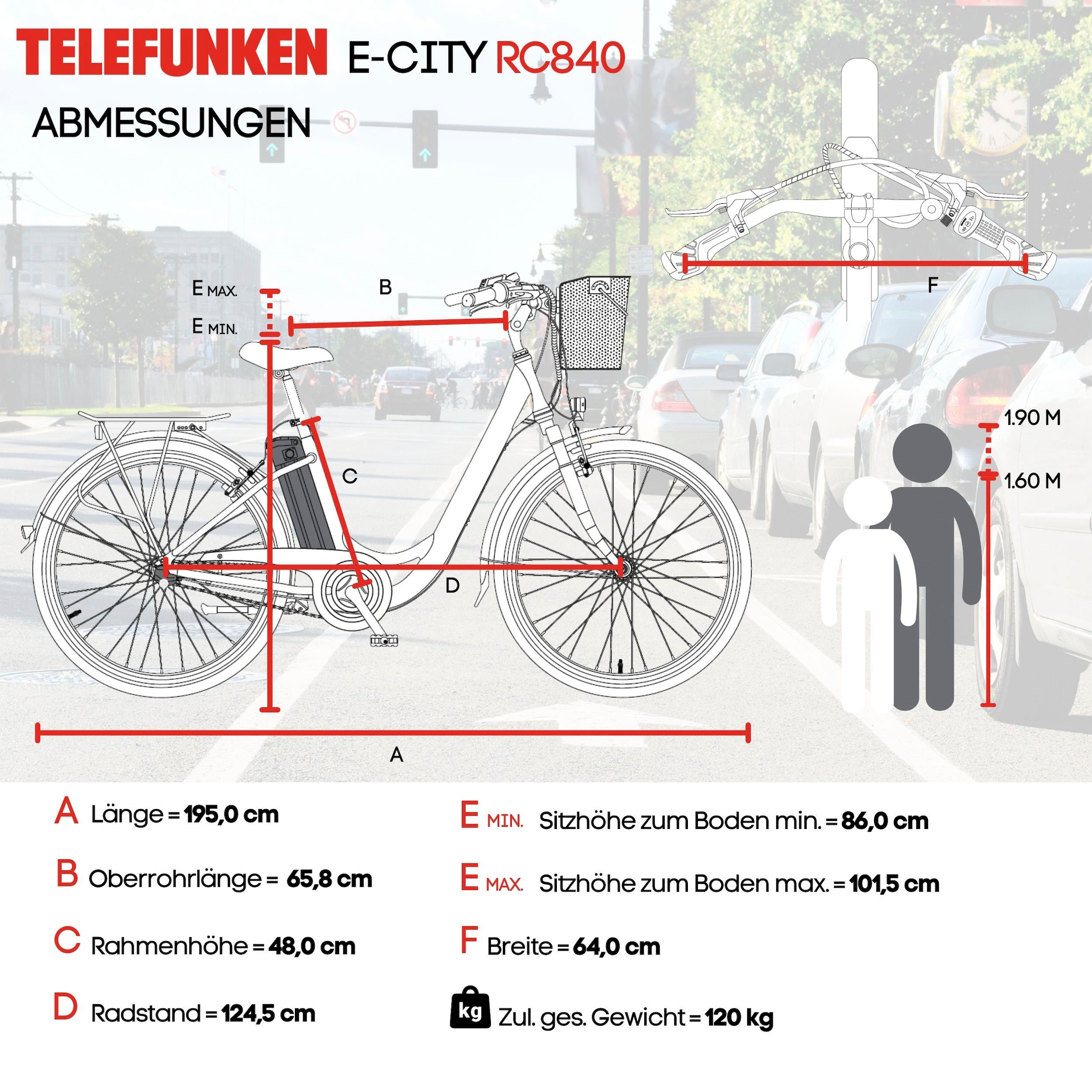 Telefunken E-Bike »Multitalent RC840«, 7 Gang, Shimano, Nexus, Frontmotor 250 W, Pedelec, Elektrofahrrad für Damen u. Herren