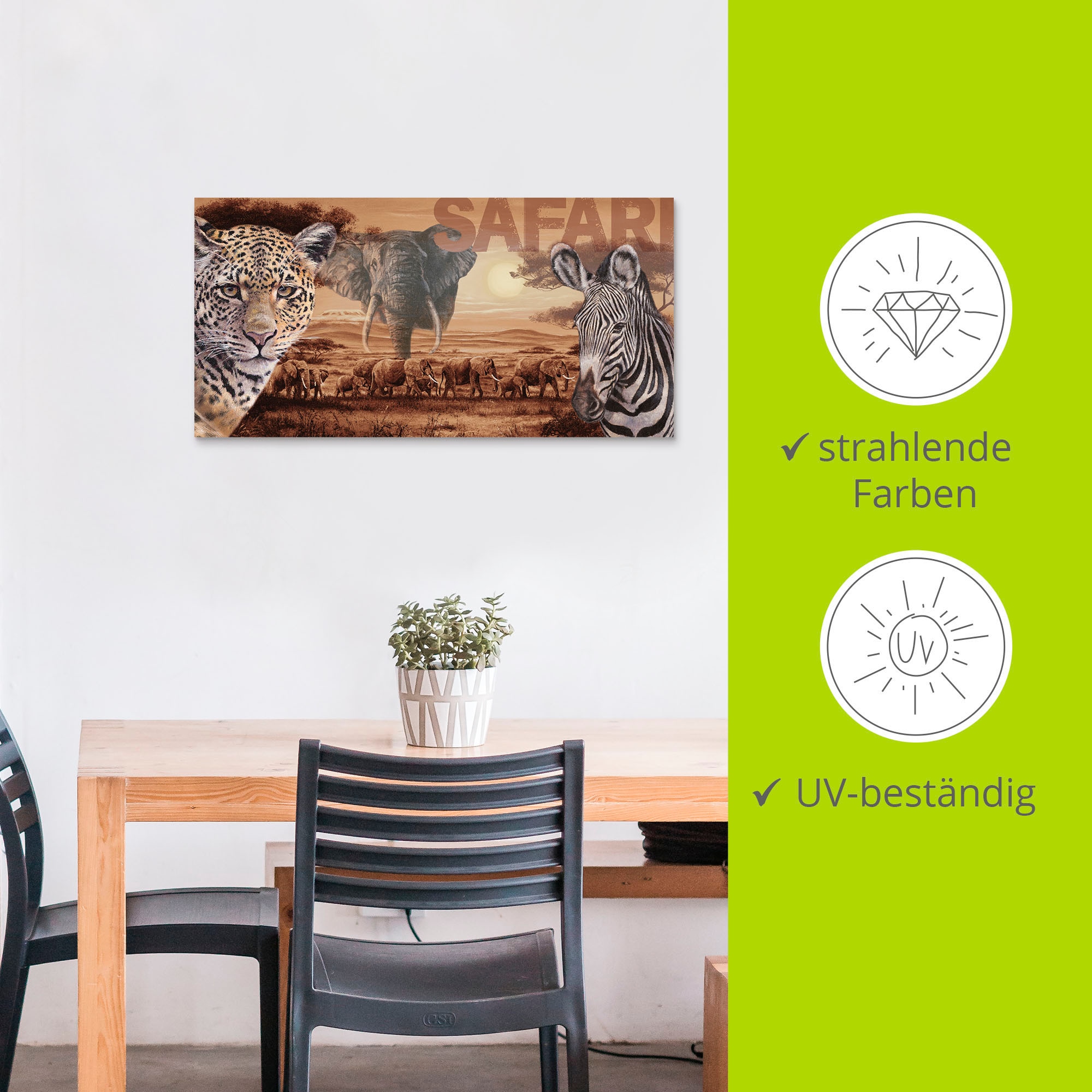 Artland Wandbild »Safari«, Wildtiere, (1 St.), als Alubild, Outdoorbild, Leinwandbild, Wandaufkleber, versch. Größen