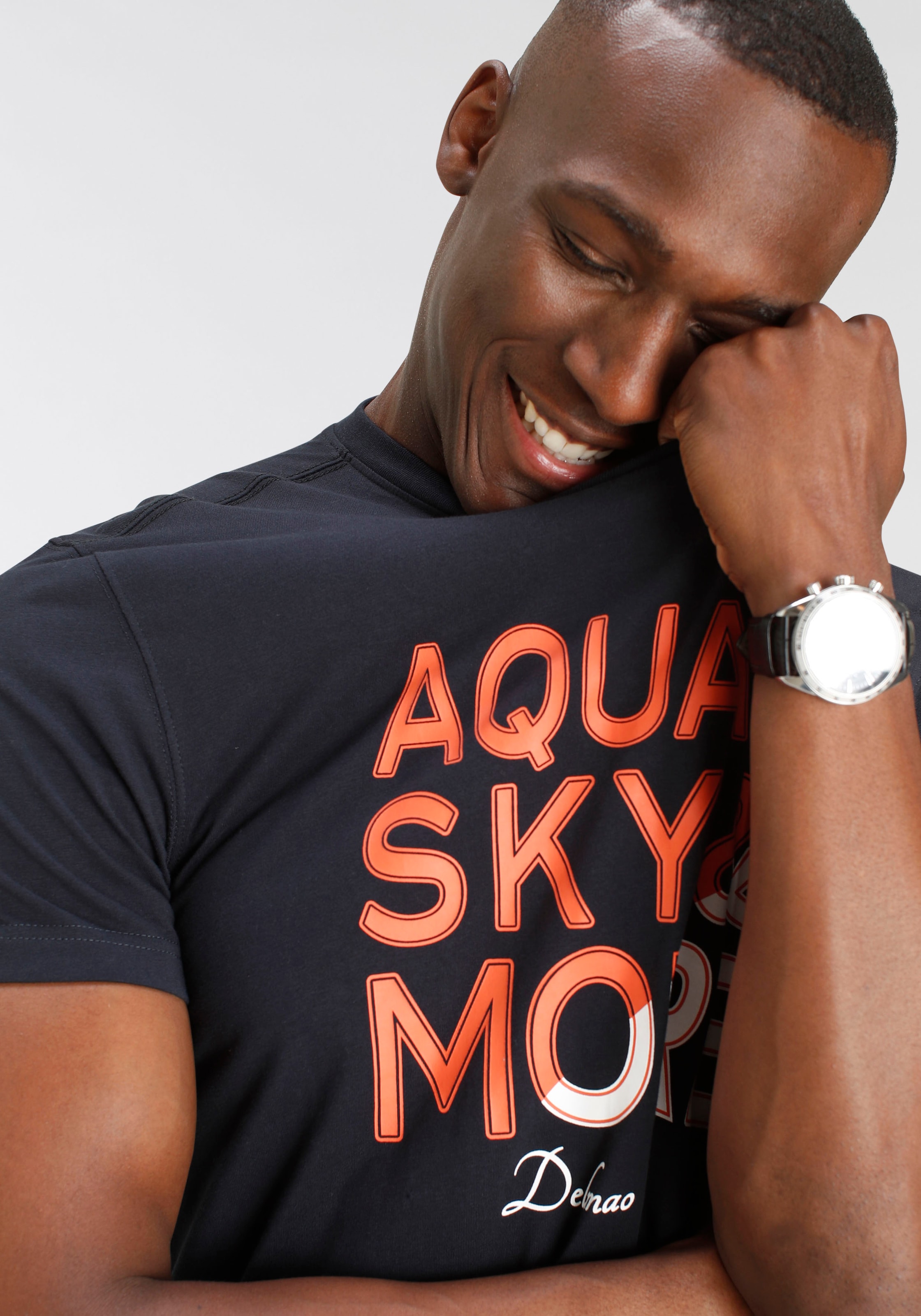 DELMAO T-Shirt Kurzarm,  bedruckt,  Rundhals,  aus Baumwolle