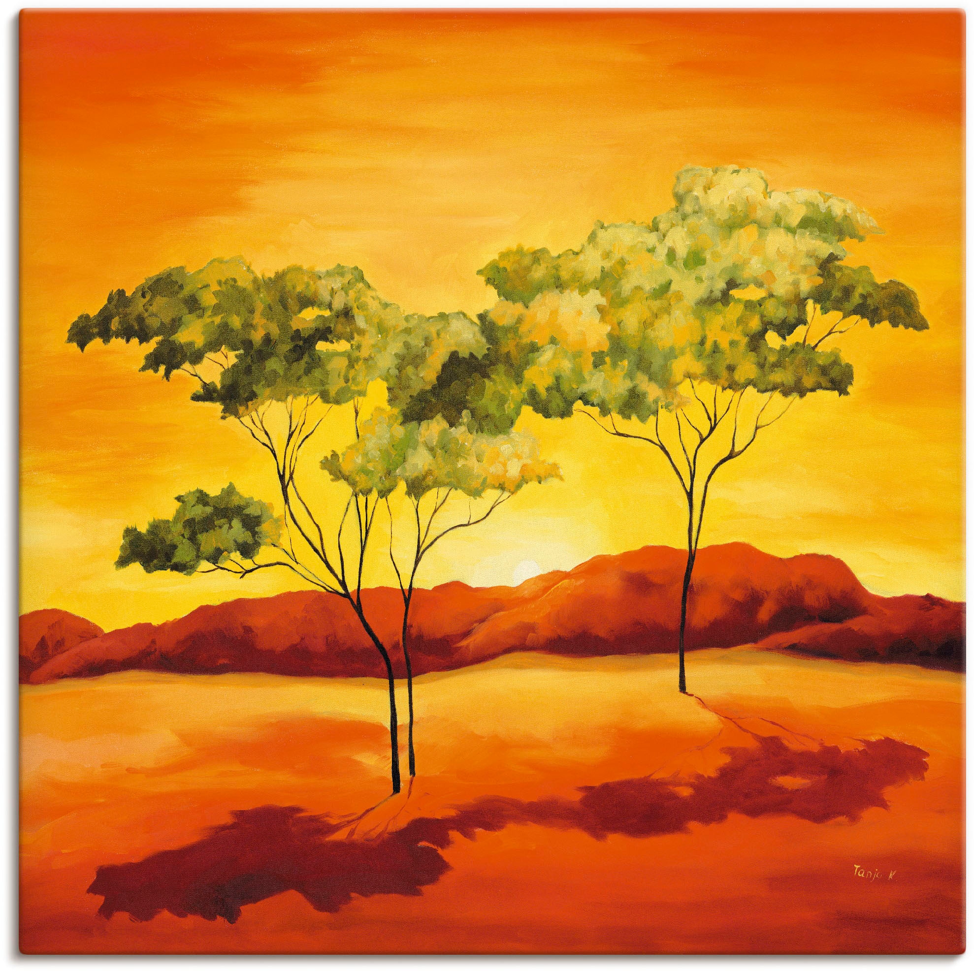 Artland Wandbild »Sonnenuntergang in der Steppe«, Afrika, (1 St.), als Lein günstig online kaufen