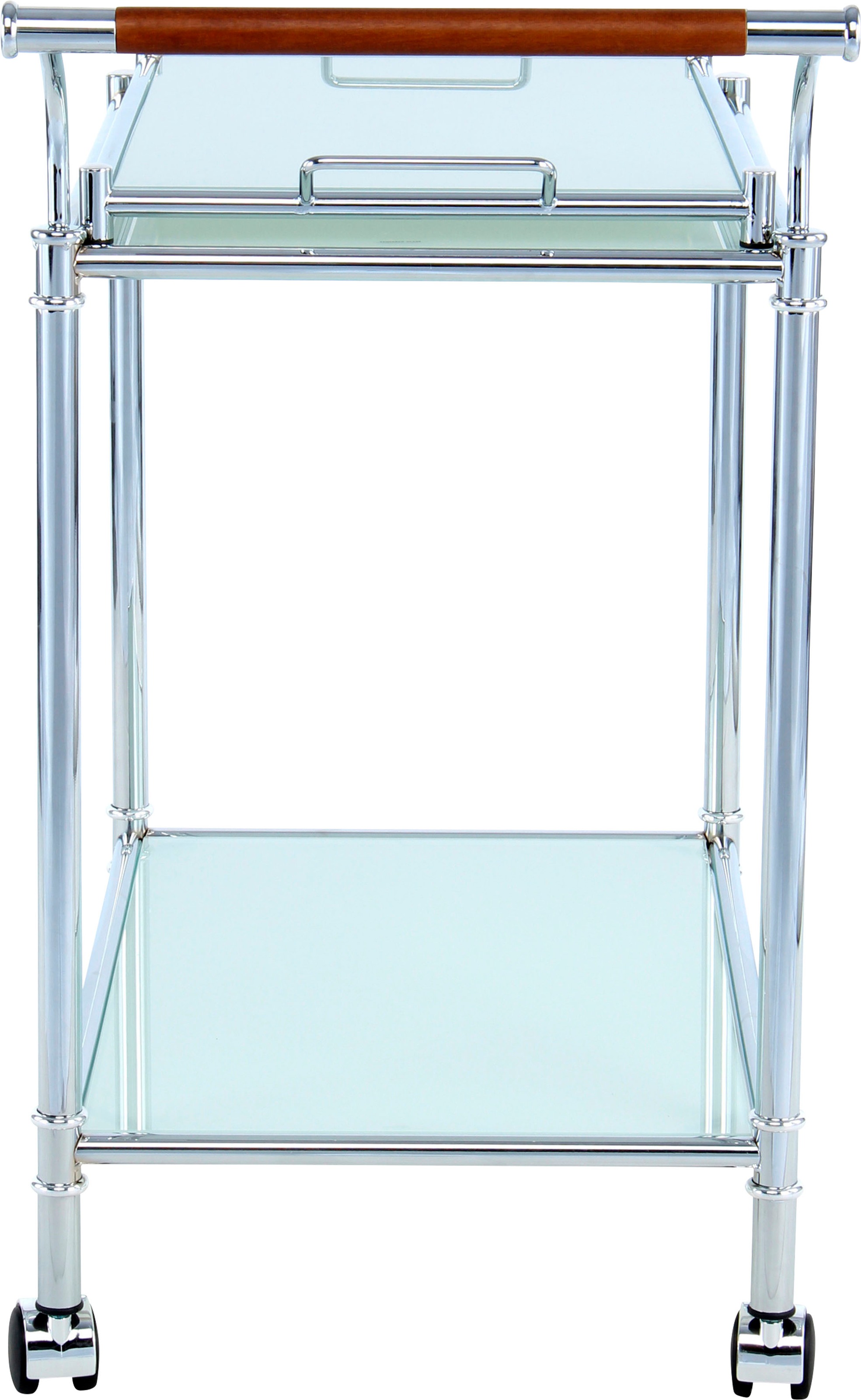 KAYOOM Servierwagen »Beistelltisch James 225, Abnehmbares Tablett« 1 Stk. tlg. Abnehmbares Tablett, einfacher Transport durch Rollen Weiß / Chrom