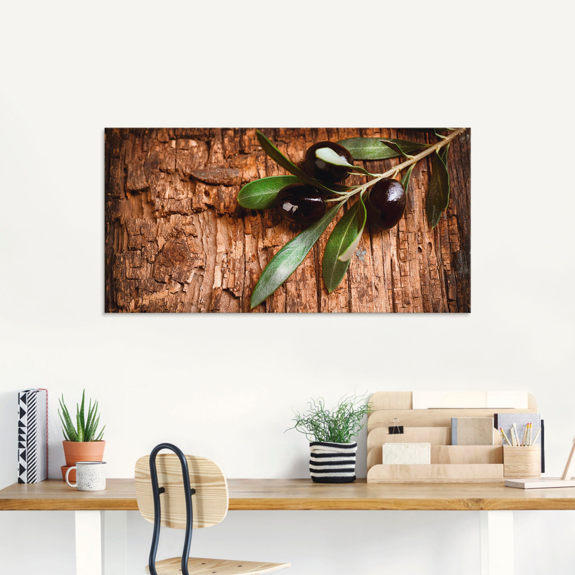 Artland Glasbild »Oliven vor einem Holzhintergrund« Speisen 1 Stk. tlg. in günstig online kaufen