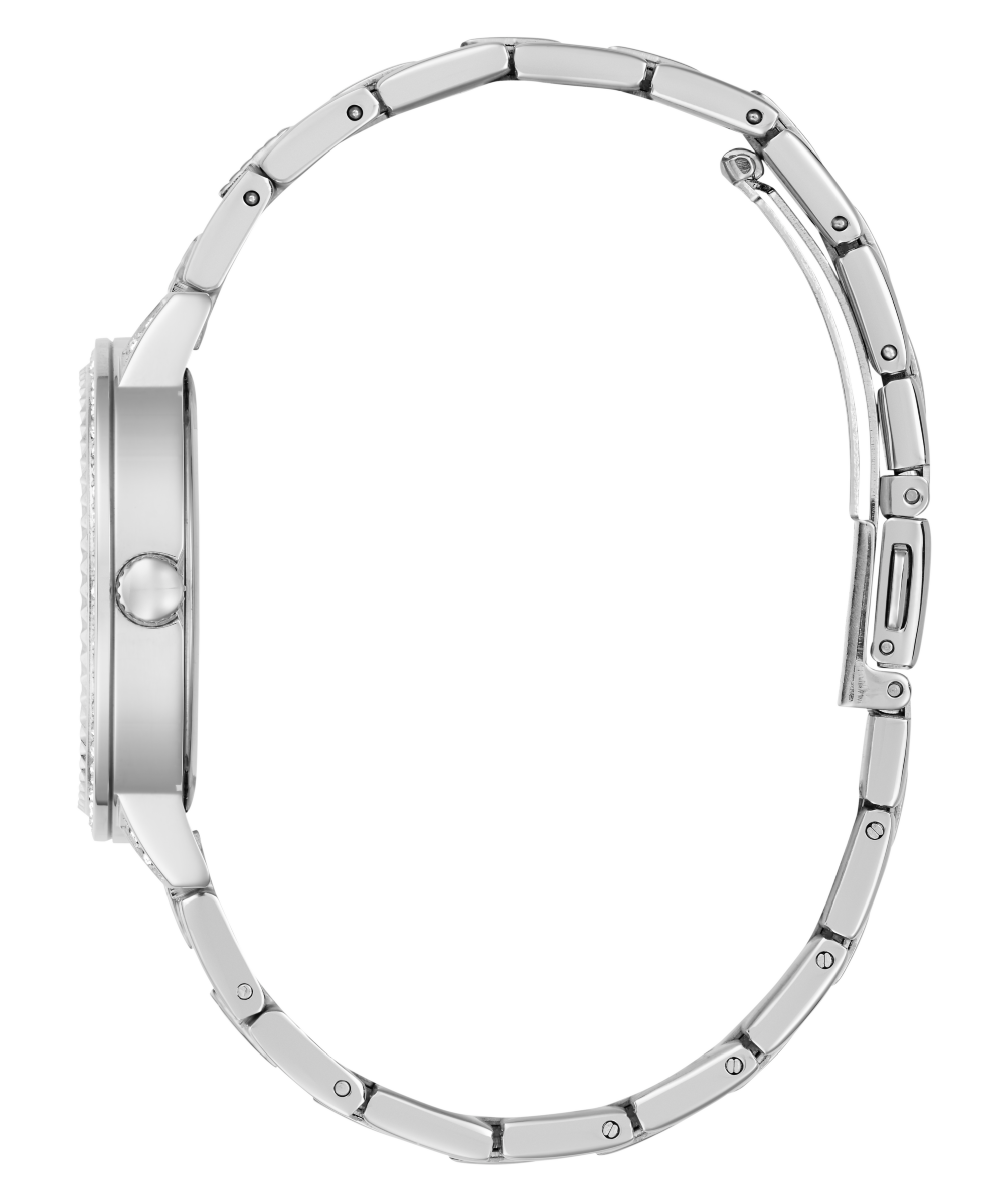 Guess Quarzuhr »G LACE«, Armbanduhr, Damenuhr, Edelstahlarmband, Kristallsteine