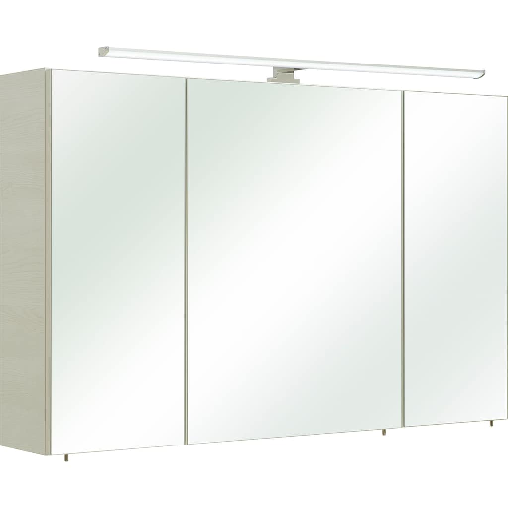 PELIPAL Spiegelschrank »Quickset 936«, Breite 110 cm, 3-türig, LED-Beleuchtung, Schalter-/Steckdosenbox, Türdämpfer