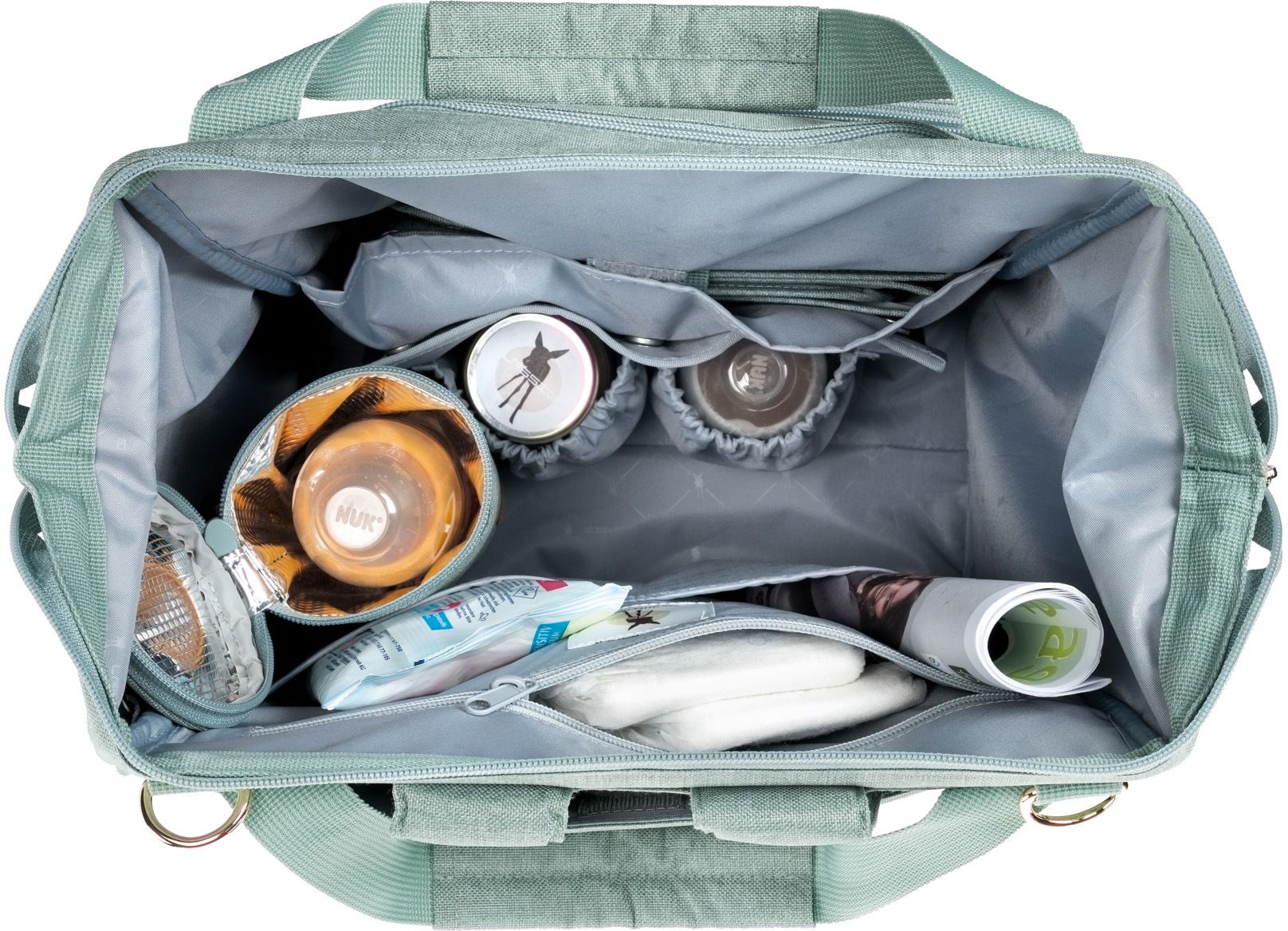 LÄSSIG Wickelrucksack »Glam, Goldie, Backpack mint«, PETA-approved vegan