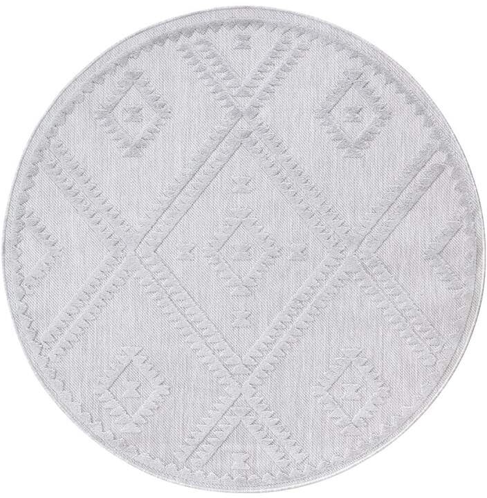 Carpet City Teppich »In-& Outdoorteppich Santorini 454, 3D-Effekt, Raute-Optik«, rund, 5 mm Höhe, Wetterfest & UV-beständig für Terrasse, Balkon, Küche, Flur