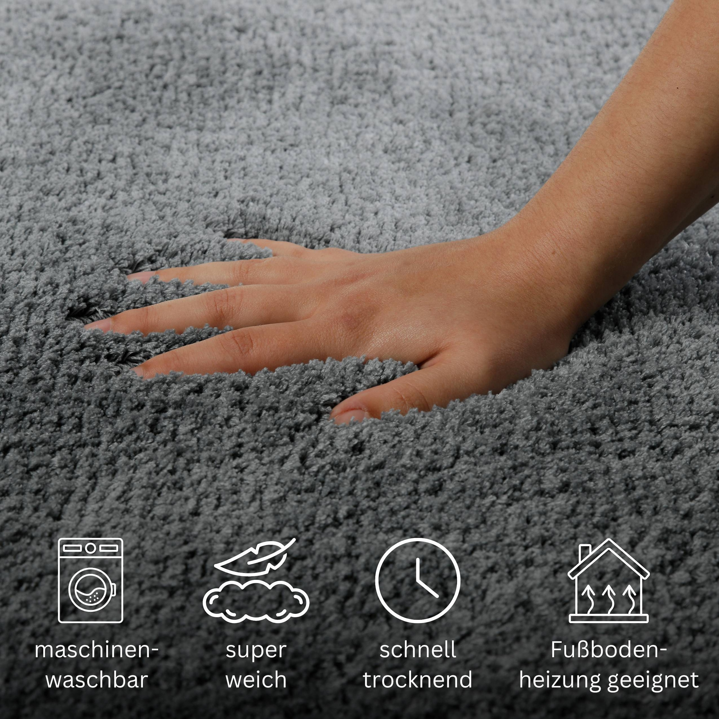 OTTO home Badematte »Kaarin«, rutschhemmend beschichtet, schnell trocknend, Badteppich, getuftet, flauschig, hochflor, große Farbauswahl