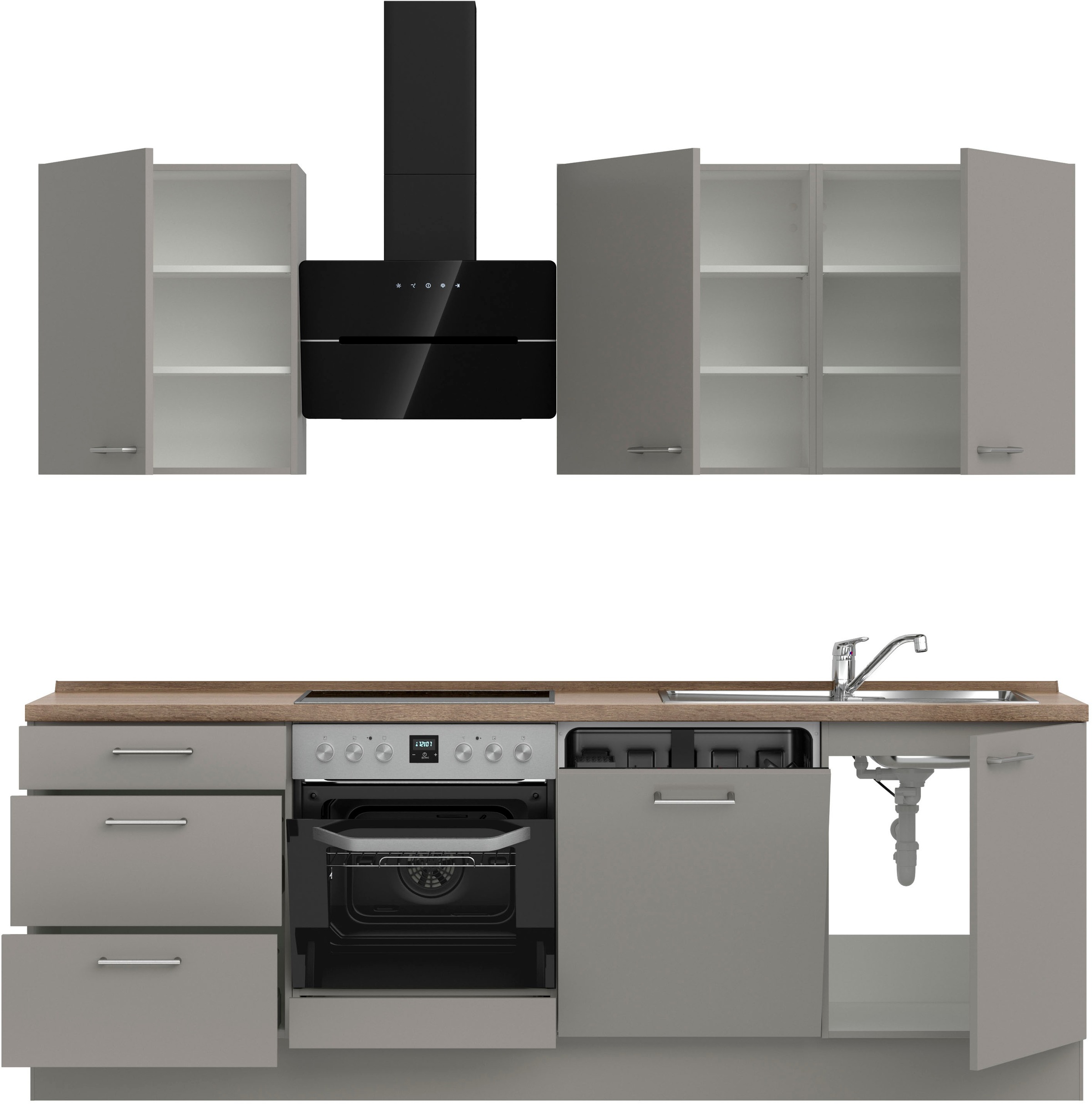 nobilia® Küchenzeile »"Laser II"«, vormontiert, Ausrichtung wählbar, Breite 240 cm, wahlw. mit E-Geräten