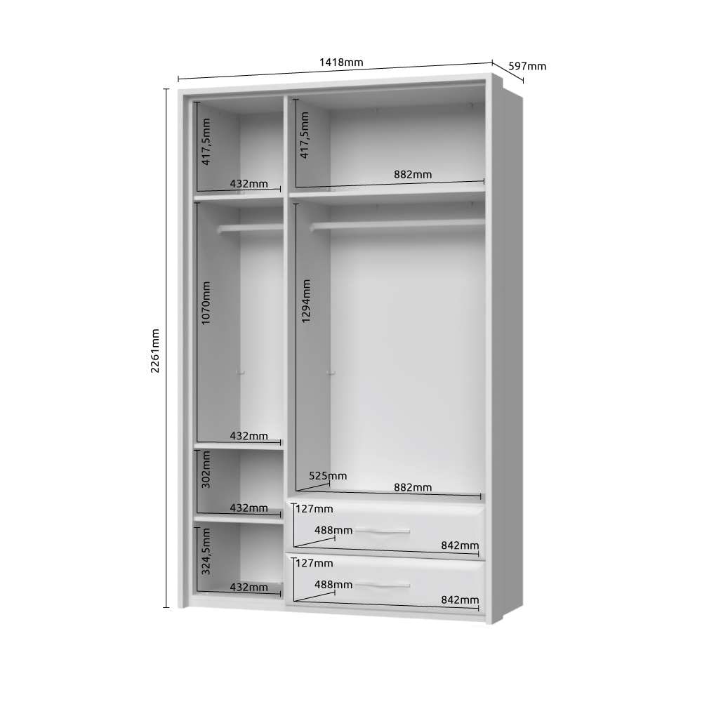 Home affaire Kleiderschrank »Gala, beige hochglänzend UV lackiert, kratzfest, FSC-zertifiziert«, (abgerundete Schubladen aus MDF im Holzdekor, soft-close), mit Beleuchtung und Passpartourahmen, hoher Schrank (224cm), 3 Breiten