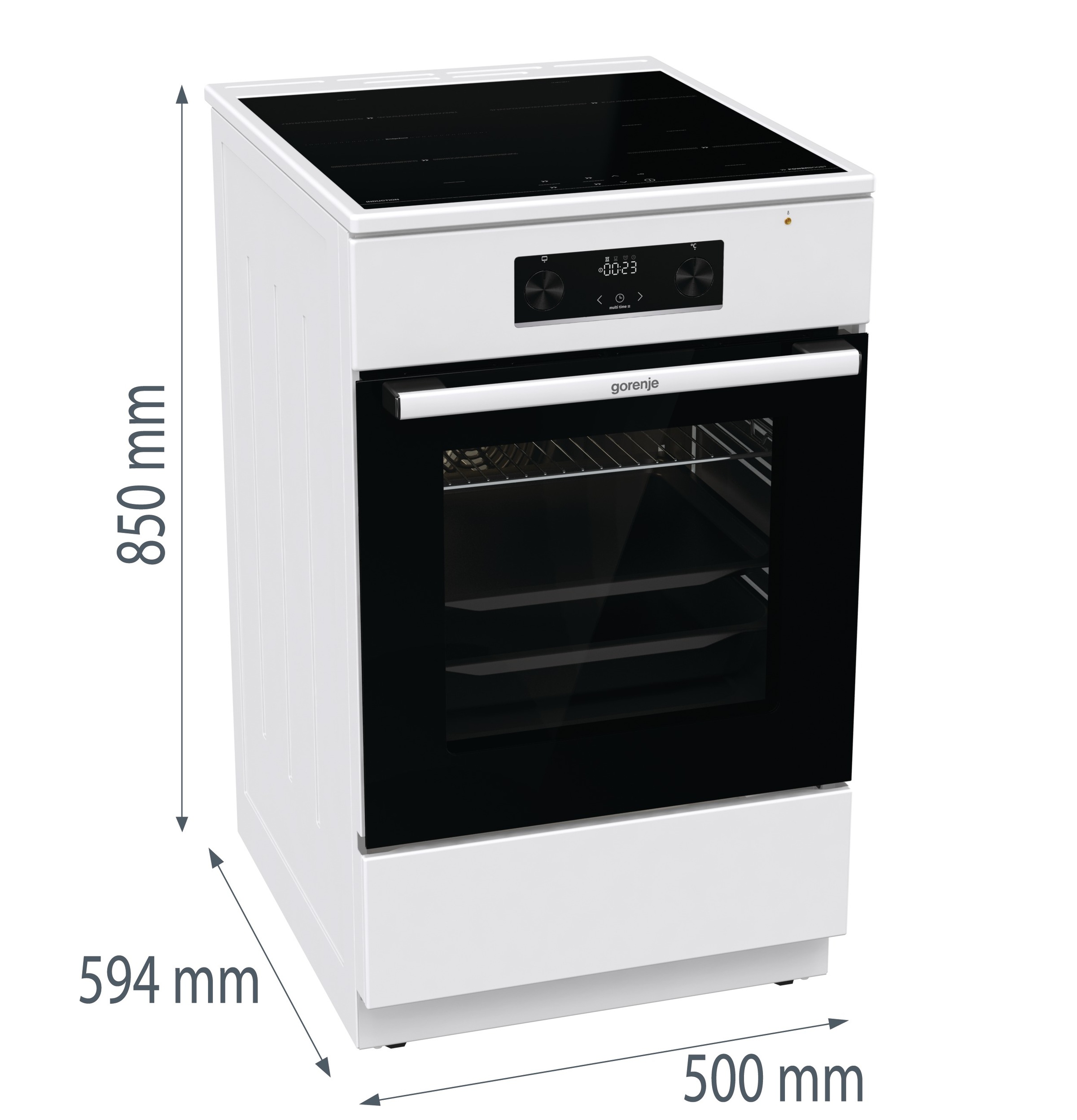 GORENJE Induktions-Standherd »GEIT5C60WPG« mit 1-fach-Teleskopauszug Aqua Clean 1 Stk. tlg. Pizzafunktion mit 275 °C – perfekt für Pizza, Focaccia und mehr!