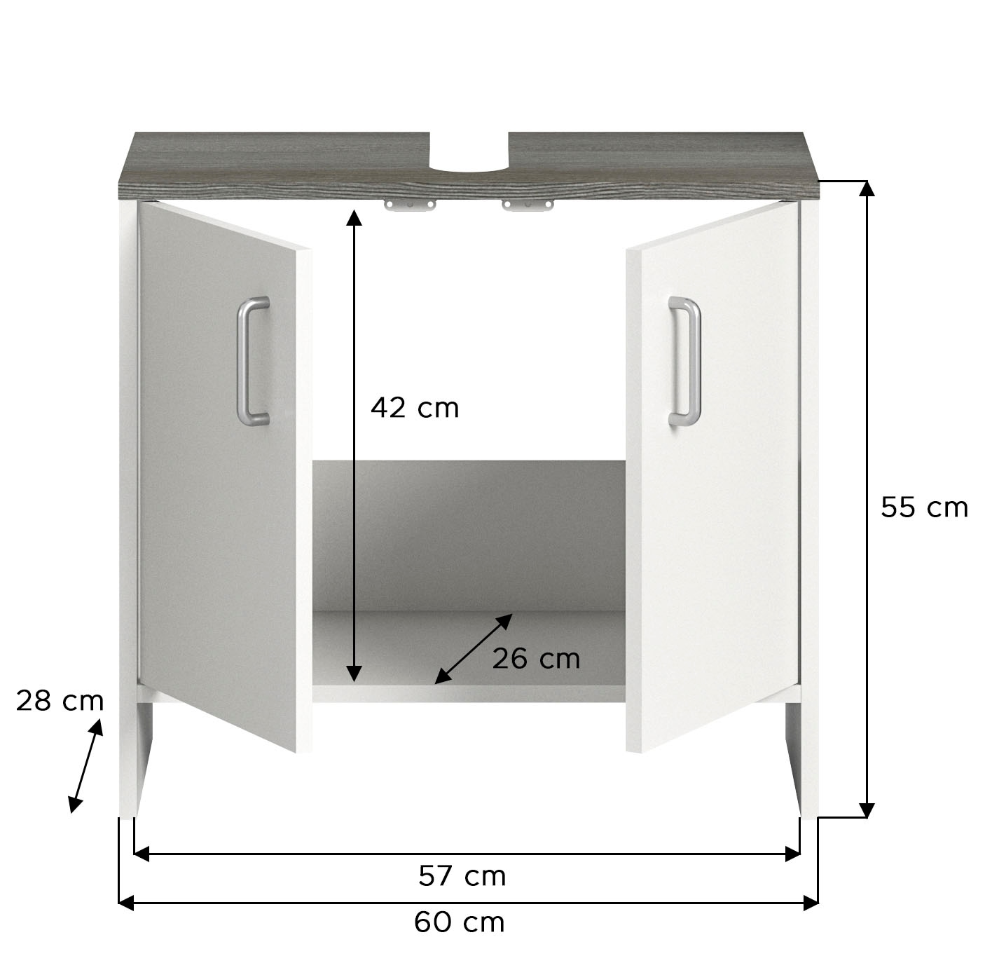 welltime Waschbeckenunterschrank »Lier«, kaufen Breite 60 (1 Badmöbel, online 2 cm St.), Türen