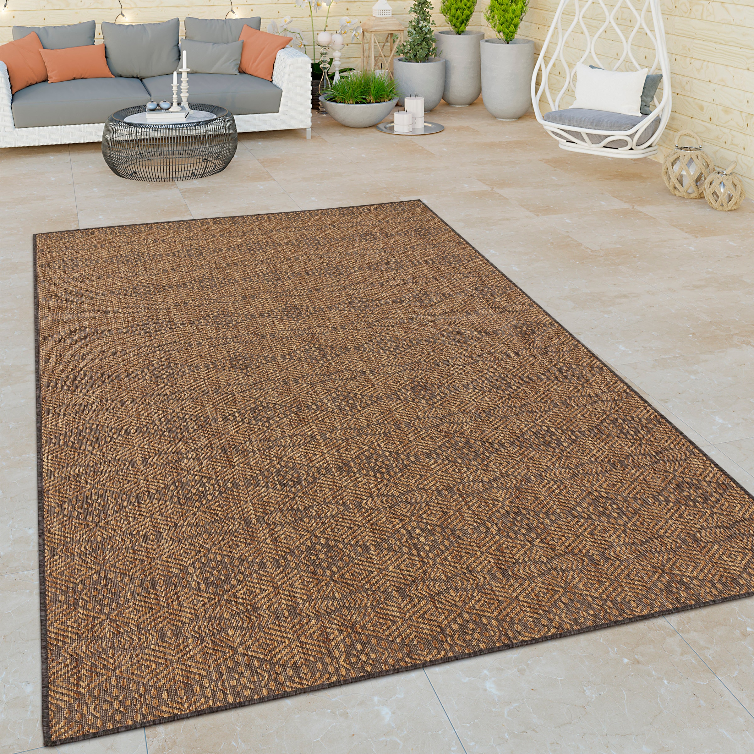 Teppich »Illusion Home Outdoor Paco geeignet schnell und In- Rauten rechteckig, 329«, bequem und Flachgewebe, bestellen Design, modernes