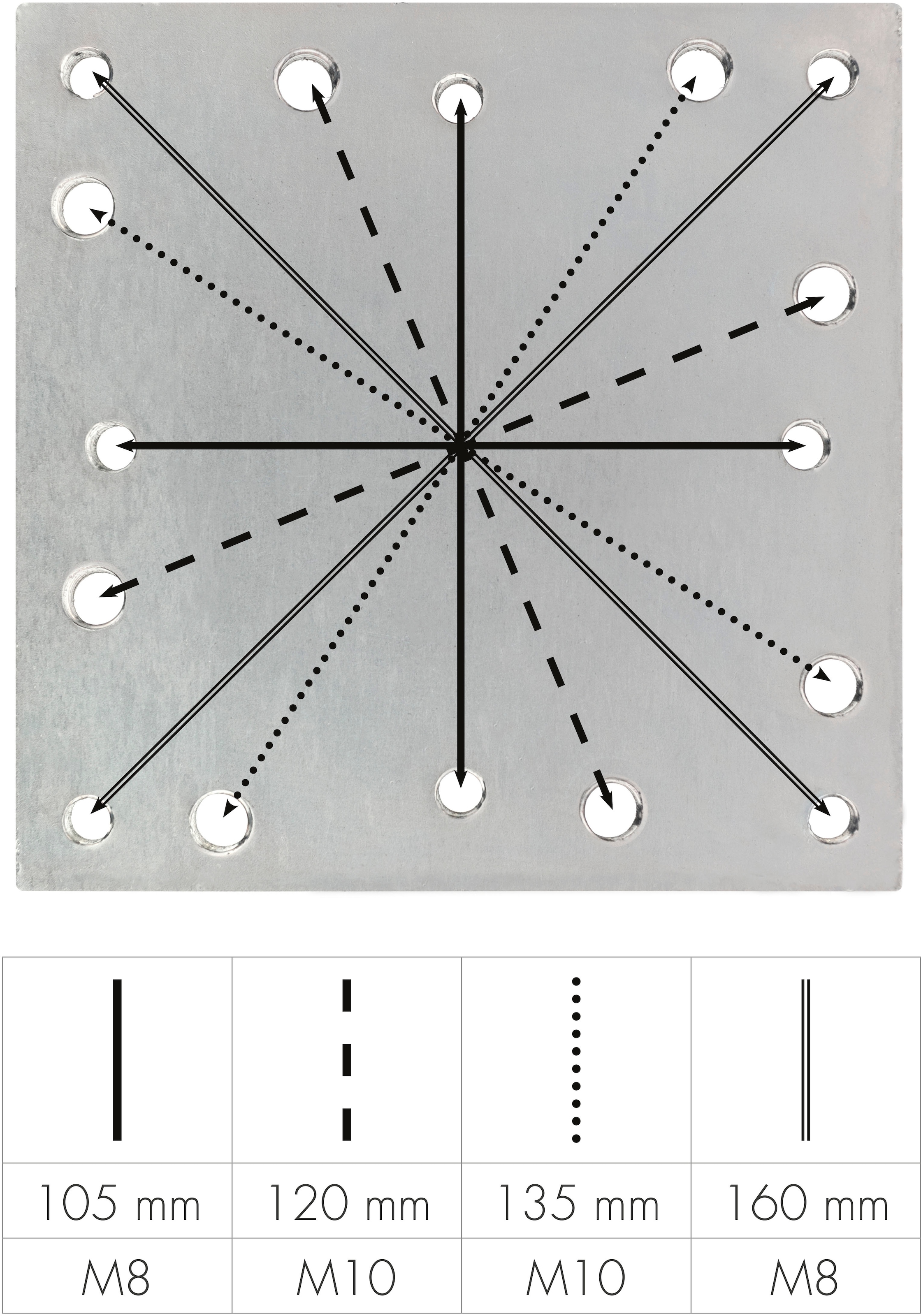 doppler® Bodendübel, (1 tlg.), Abstand Lochung: 10,5 cm, 13,5 cm, 12 cm und 16 cm