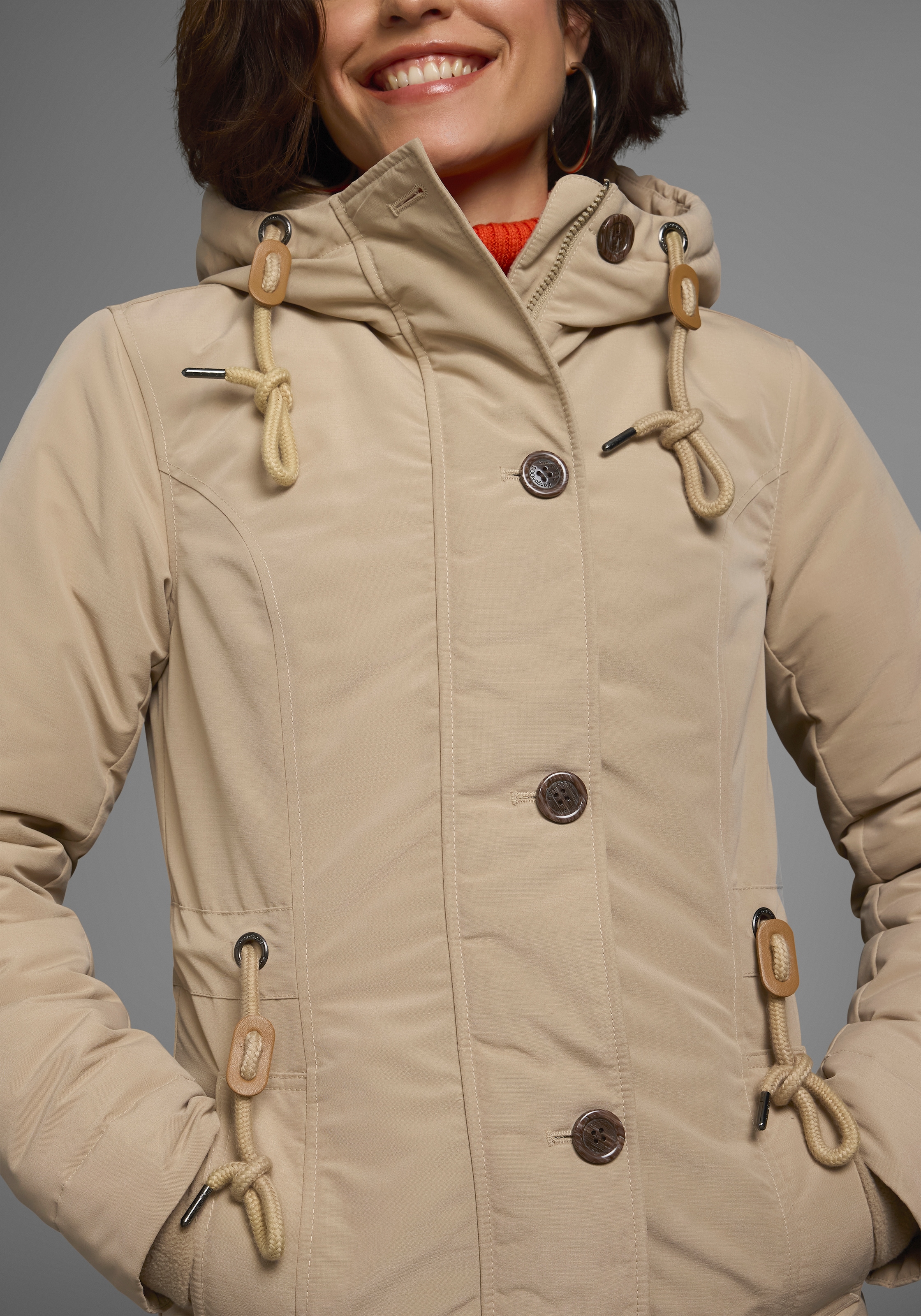 KangaROOS Winterjacke, mit Kapuze, für die kalte Jahreszeit, aus leichtem Webstoff, modisch