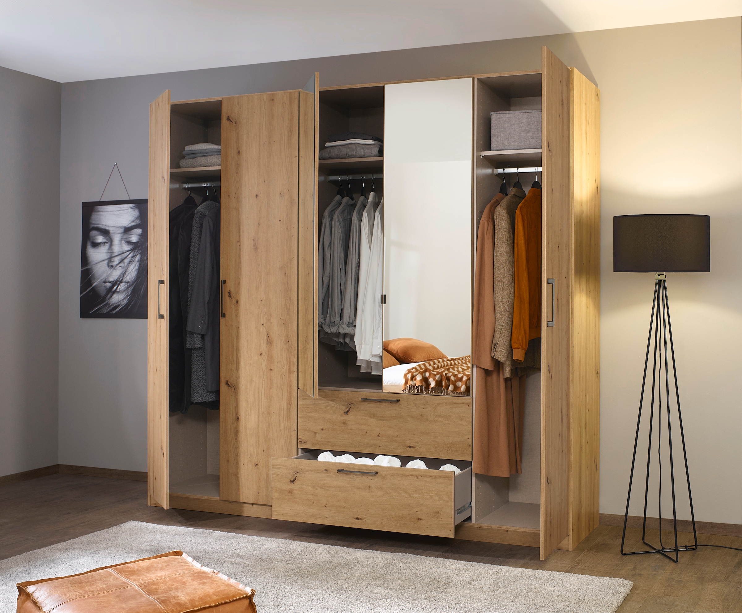 INOSIGN BY RAUCH Drehtürenschrank »Kleiderschrank Schrank Garderobe Wäscheschrank CHALLENGER«, mit Spiegeltüren und geräumigen Schubladen MADE IN GERMANY