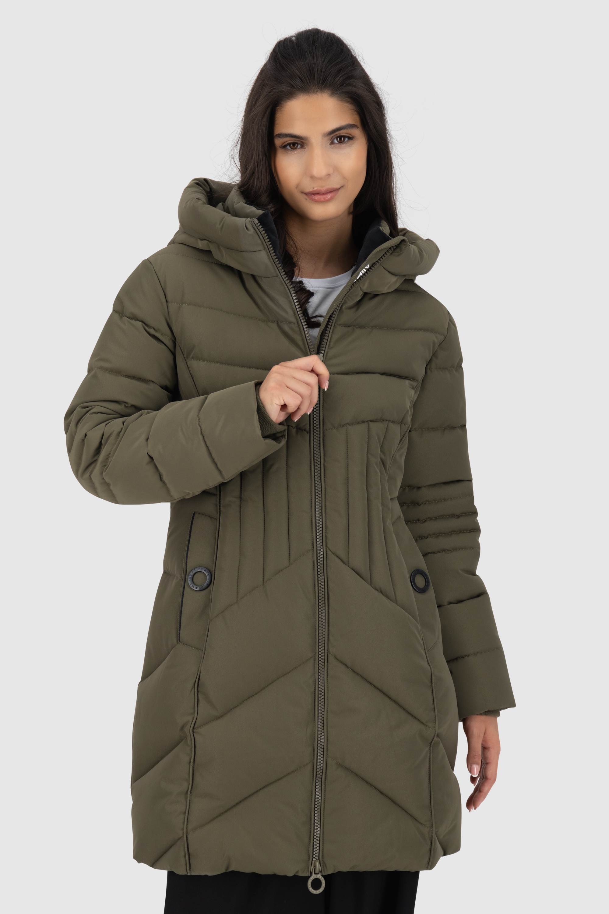 Alife & Kickin Winterjacke »Damen PriscillaAK A«, mit Kapuze, Gefütterter kurzer Mantel mit figurbetonter Passform und 2-Wege-Zip