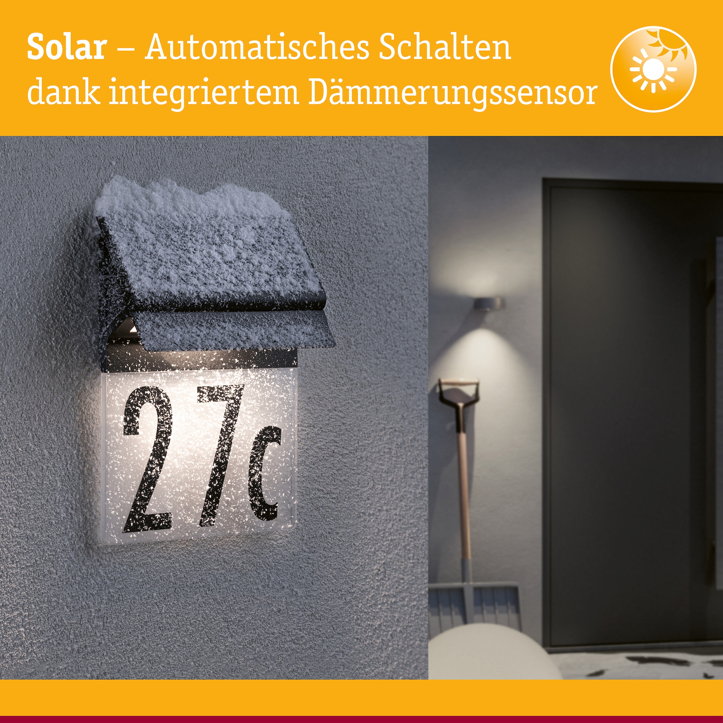 Paulmann LED Außen-Wandleuchte »Solar Hausnummernleuchte Neda IP44 3000K 14lm Schwarz« 1 Stk. Warmweiß