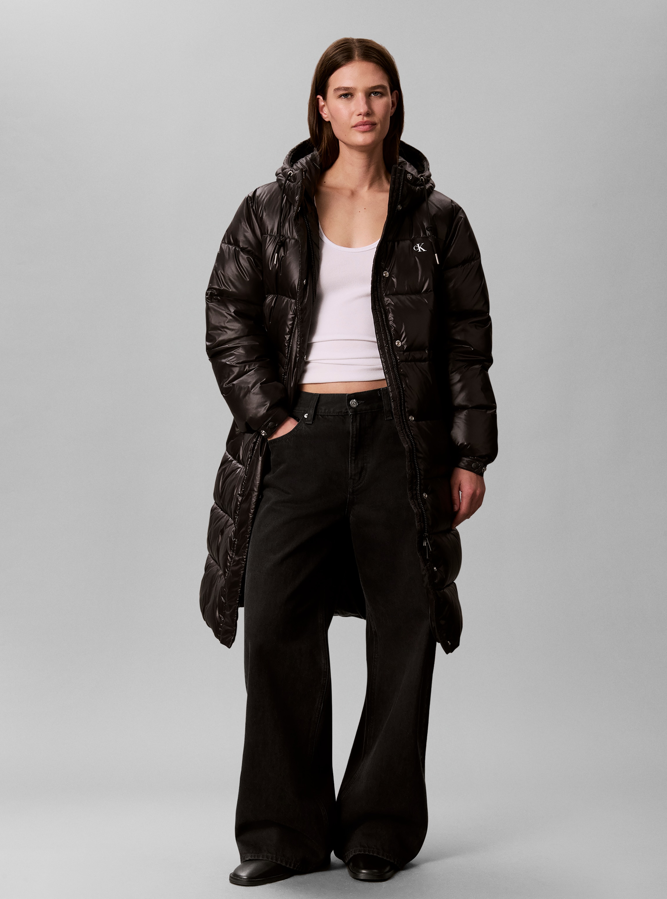 Calvin Klein Steppmantel »SHINE LONG PUFFER« Regular fit mit Kapuze