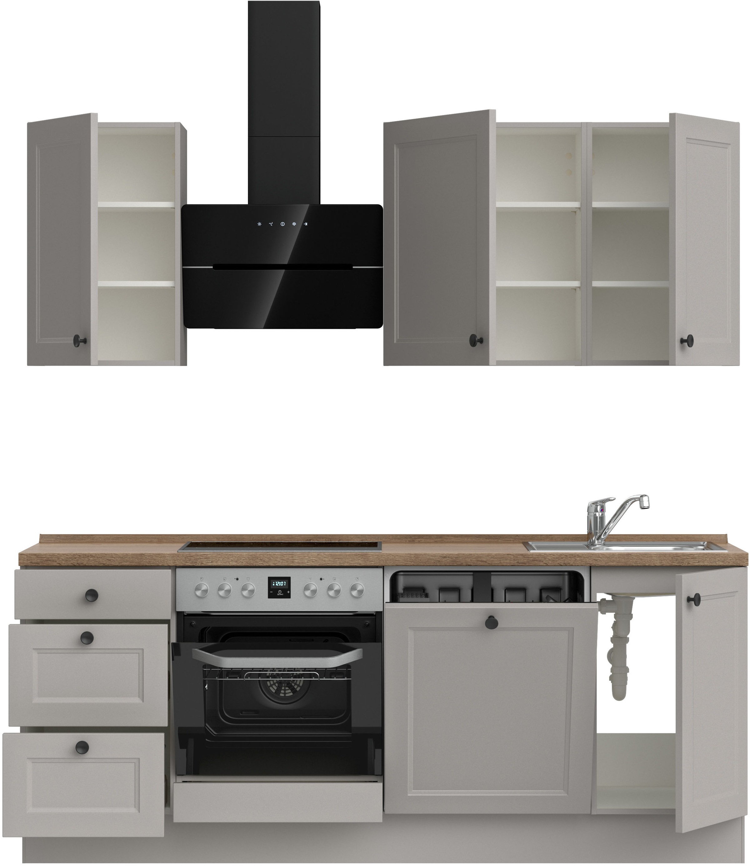 nobilia® Küchenzeile »"Cascada II"«, vormontiert, Breite 210 cm, Ausrichtung wählbar, wahlw. mit E-Geräten