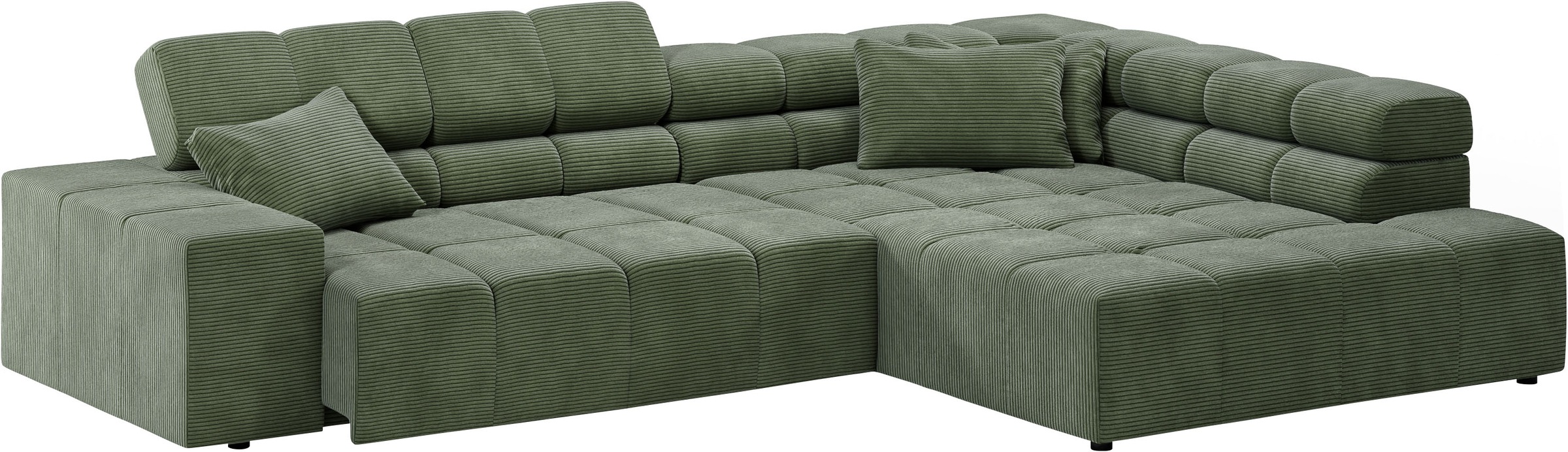 INOSIGN Ecksofa »Ancona incl. Kopfteilverstellung, Zierkissen Breite 319cm, L-Form«, wahlweise motorische Sitztiefenverstellung, auch in Cord + Easy Care