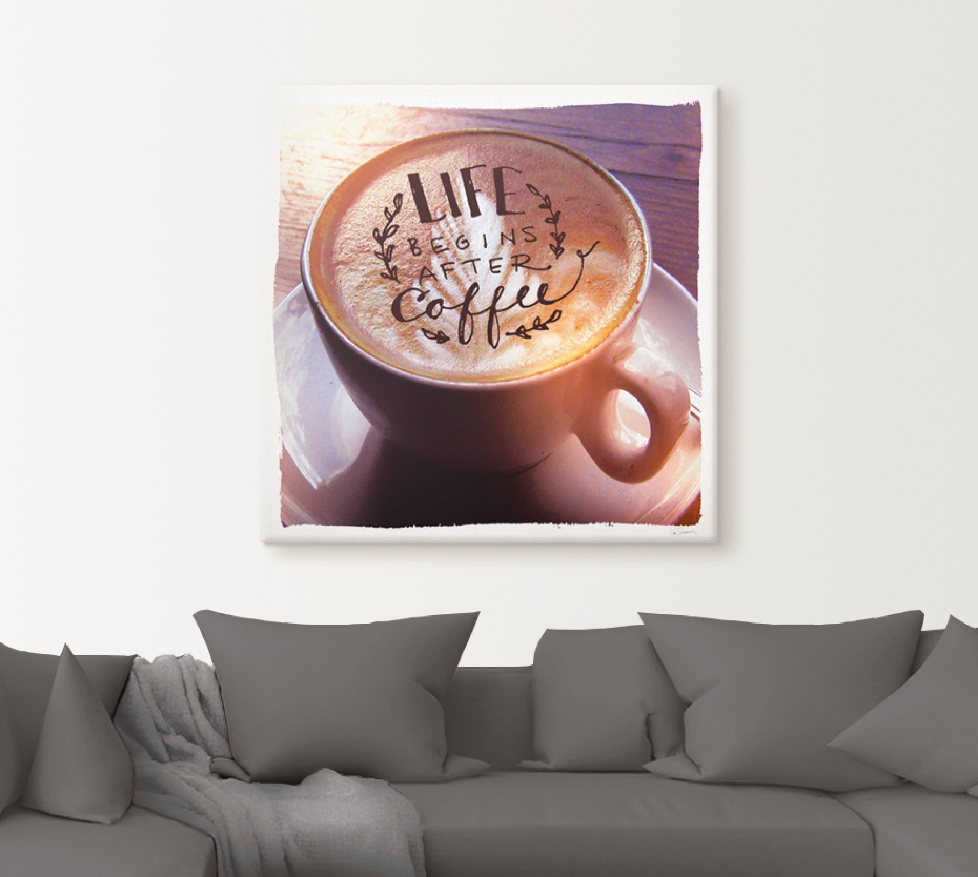 Artland Wandbild »Das Leben beginnt nach dem Kaffee«, Getränke, (1 St.), als Leinwandbild, Poster in verschied. Größen