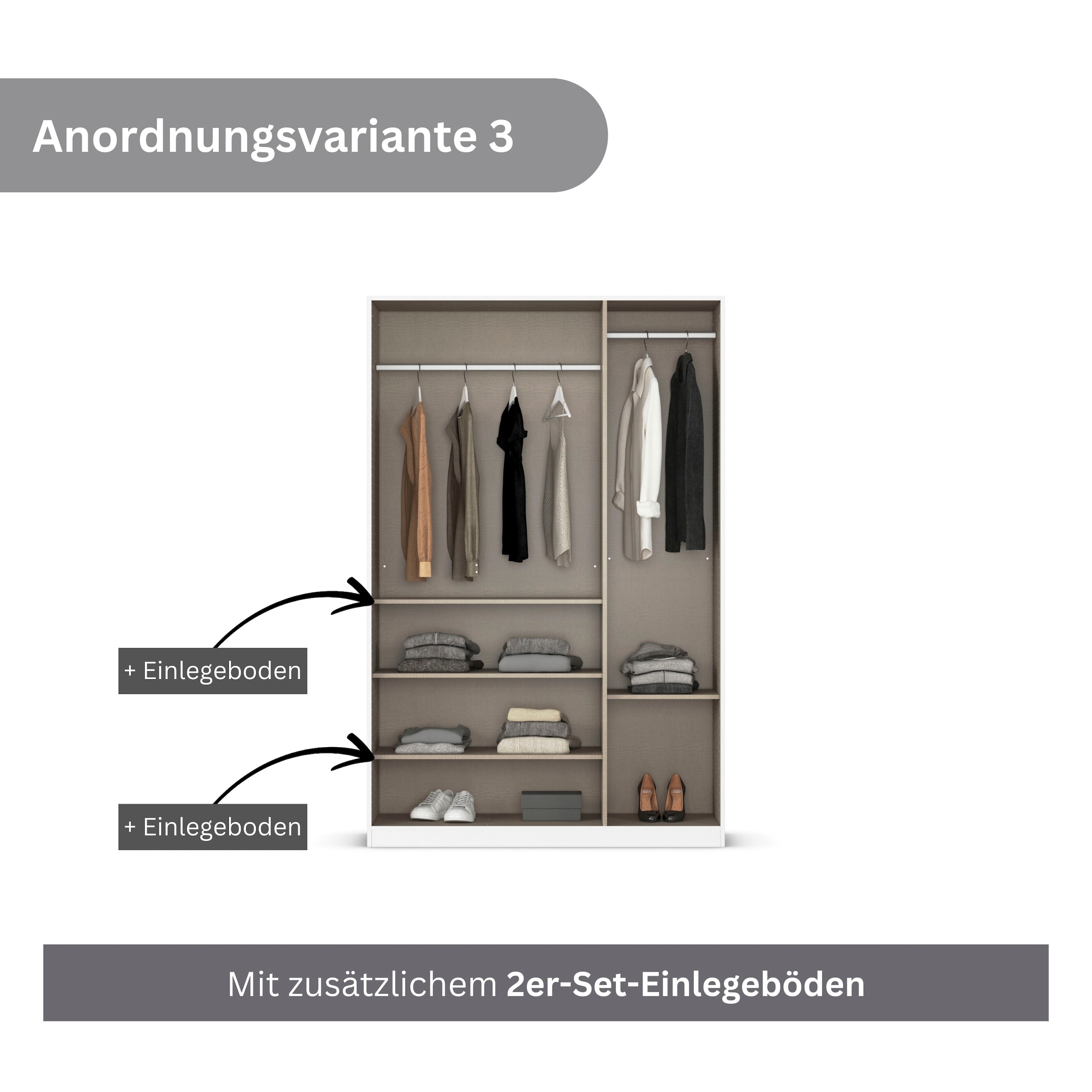 rauch Drehtürenschrank »Kleiderschrank Schrank Garderobe AGORDO mit Dekor- oder Hochglanzfront«, (in zwei Griff-Farben), durchdachte Innenausstattung, in 6 Breiten und 2 Höhen MADE IN GERMANY