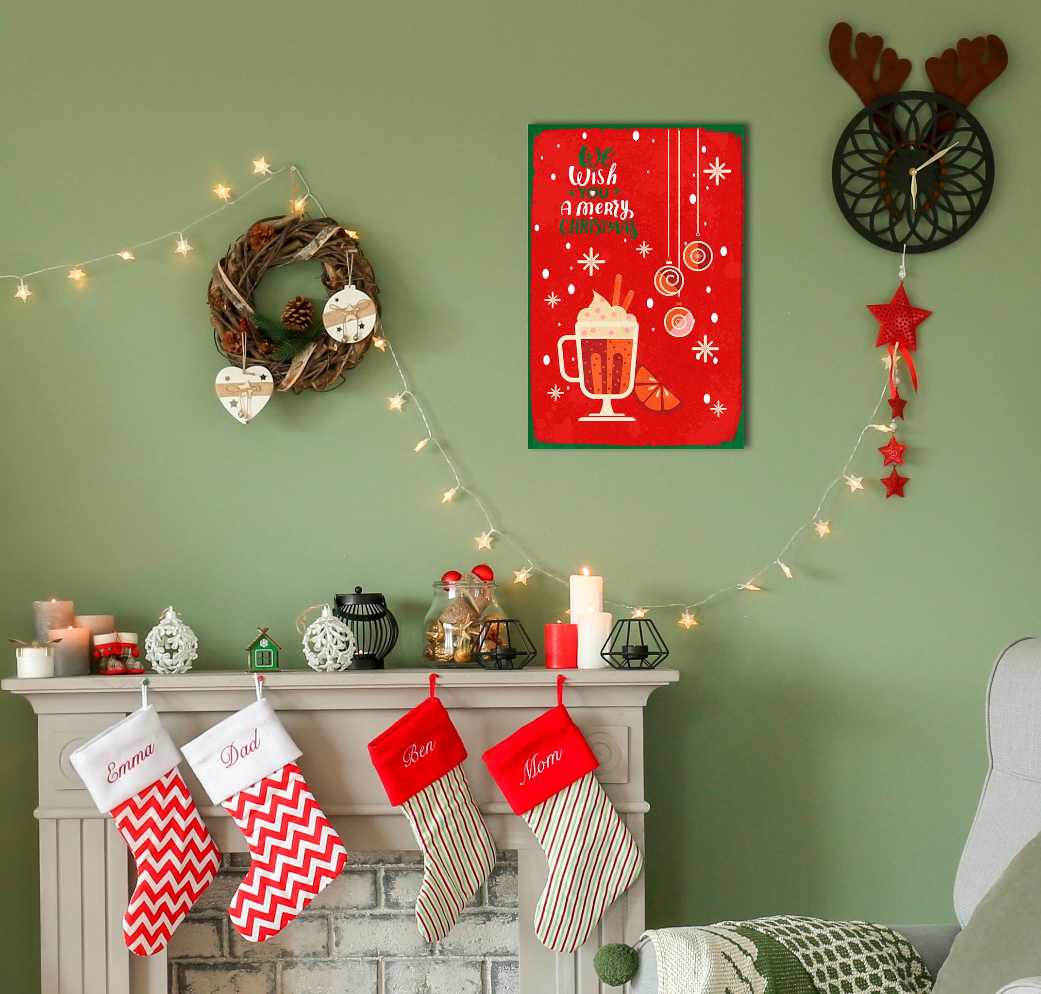 queence Metallbild »We Wish You A Merry Christmas« Getränke   Schneeflocken günstig online kaufen