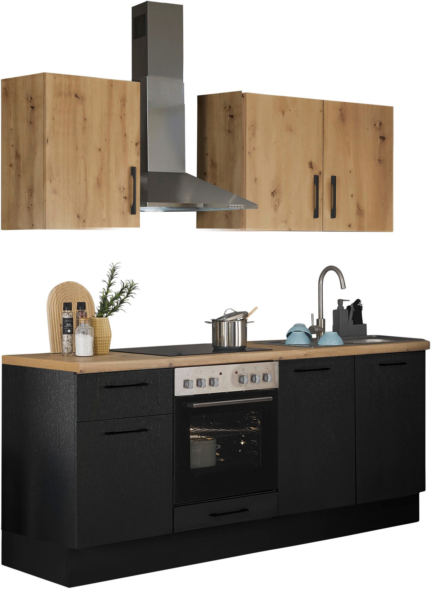 BASIC by Balculina Küchenzeile »Turin«, Breite 210 cm, wahlweise mit E-Geräten