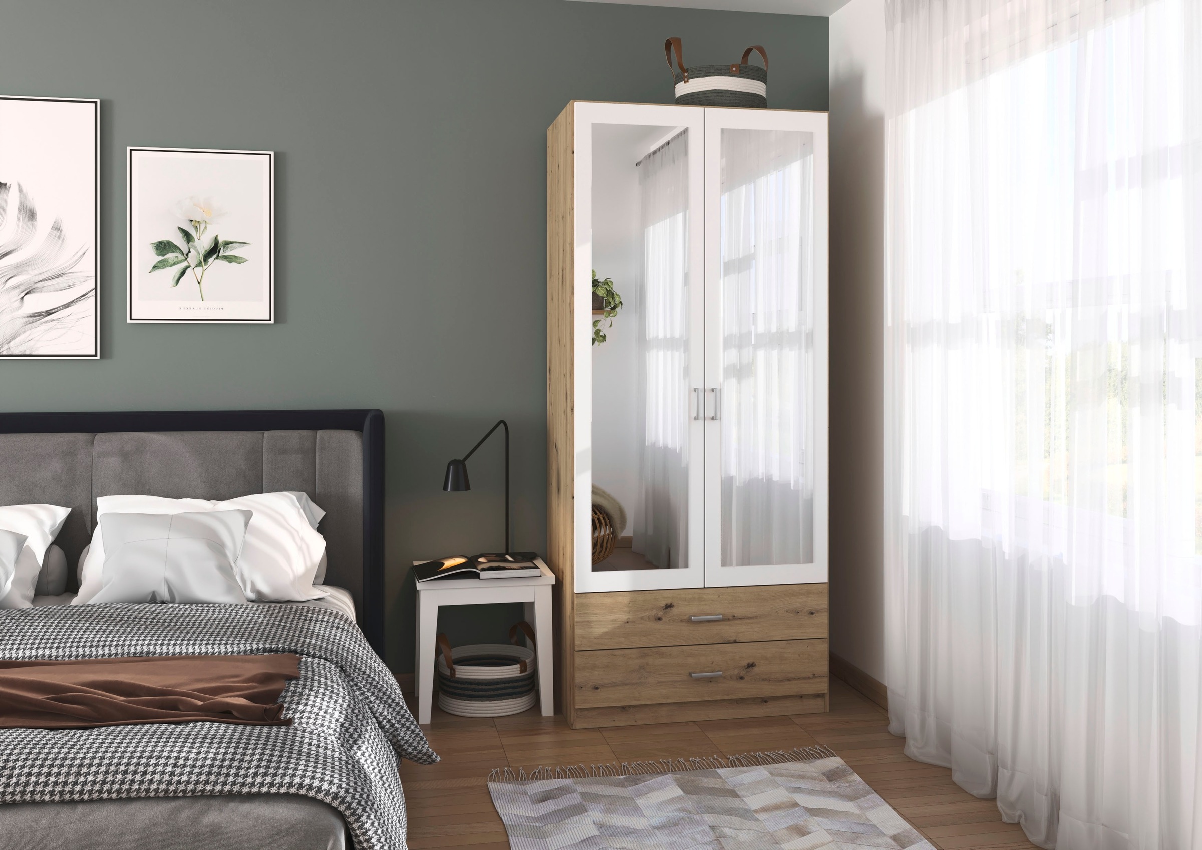 rauch Kleiderschrank »Schrank Garderobe Ankleide GAMMA Breiten 91/136/181/226/271/315/360 cm« in 3 Ausstattungen BASIC/CLASSIC/PREMIUM (inkl. SOFT-CLOSE-Funktion),  verschiedene Griff-Varianten, mit Spiegel TOPSELLER MADE IN GERMANY