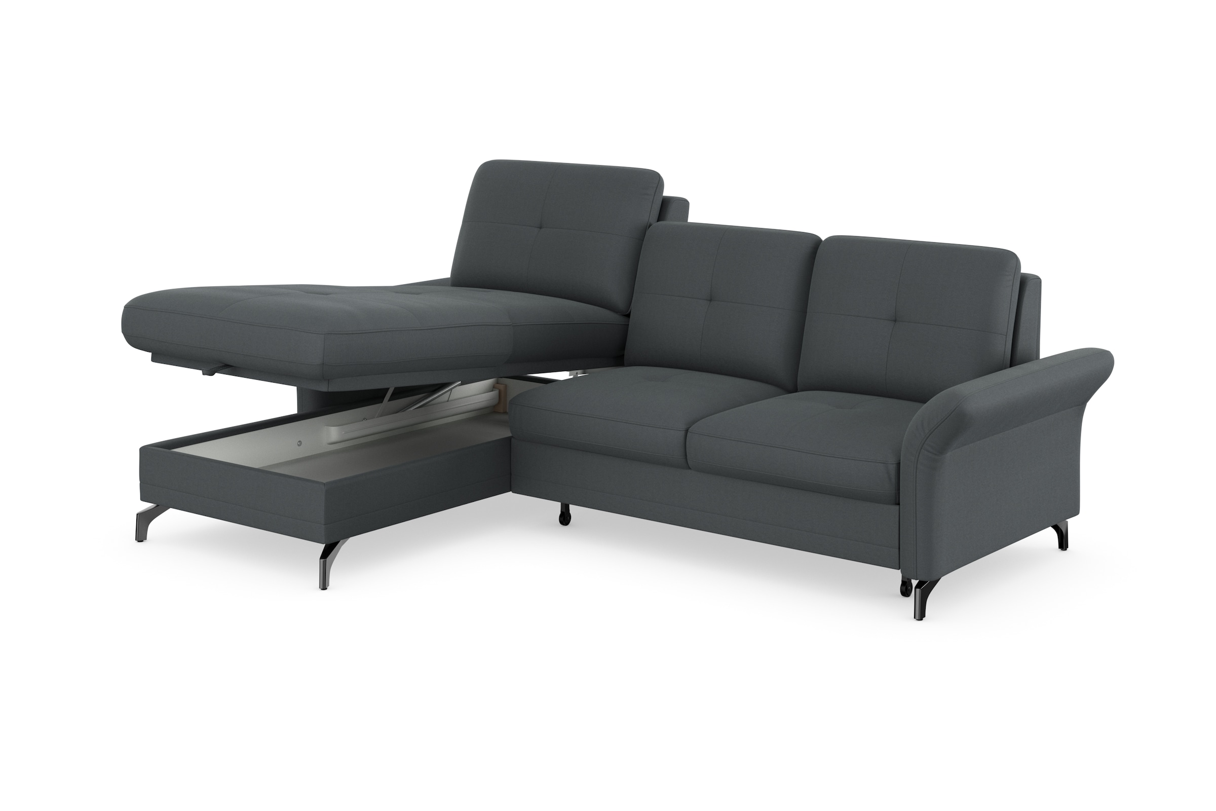 Places of Style Ecksofa »Calando L-Form«, wahlweise mit Bettfunktion, Bettkasten und Armteilfunktion