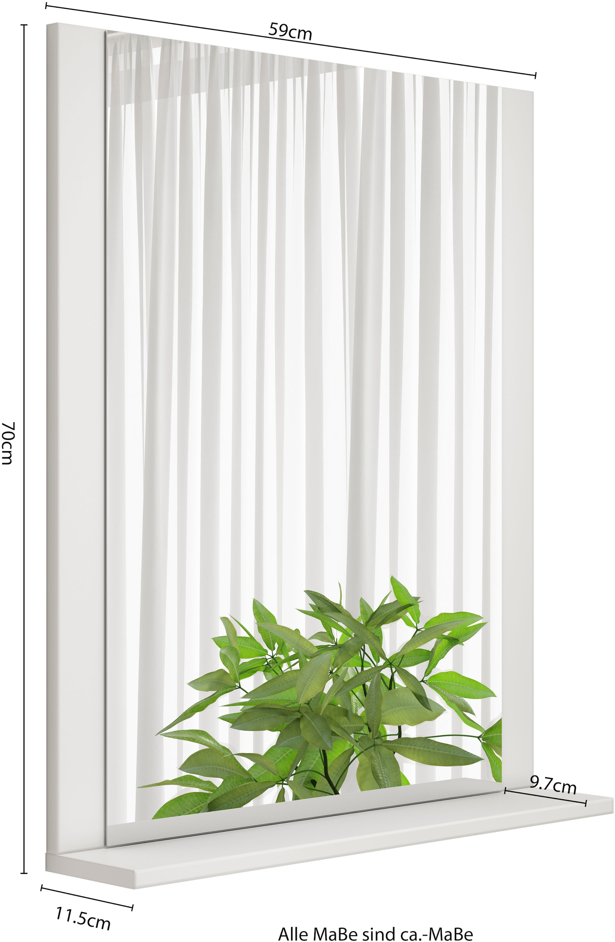 welltime Badspiegel »AMSTERDAM« in zwei Breiten 60cm, 80cm mit praktischer Ablagefläche