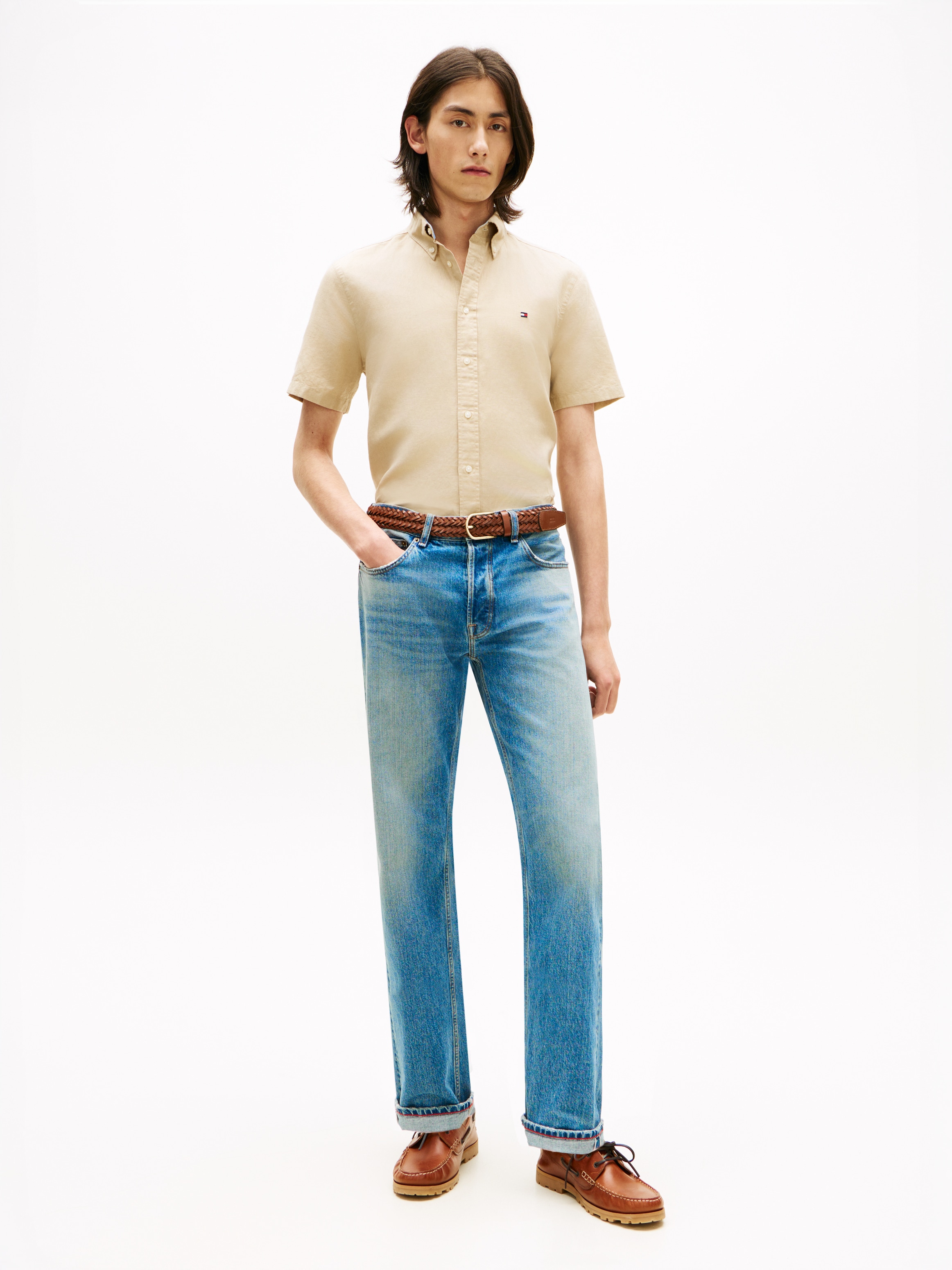Tommy Hilfiger Kurzarmhemd »LINEN BLEND SOLID«