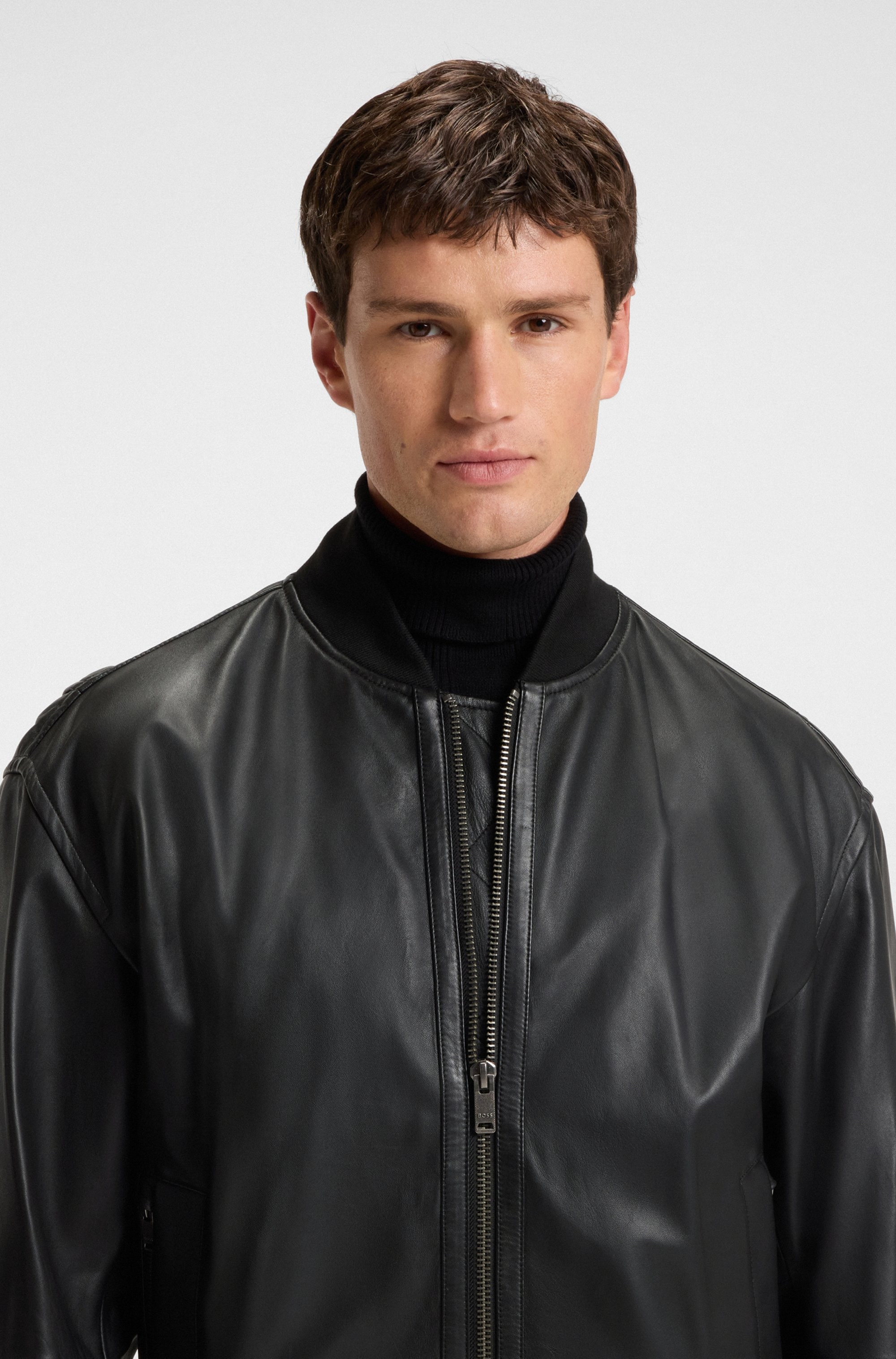 BOSS ORANGE Lederjacke »Jobrice«, regular fit, weiches Material