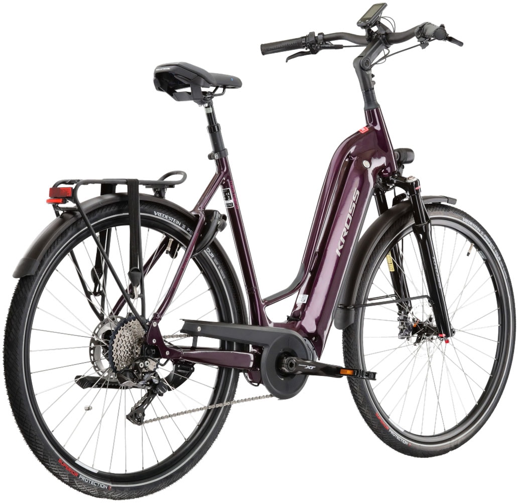 Kross E-Bike »E-Trekkingrad Trans Hybrid Prestige 630 28 Zoll lila«, 11 Gang, Shimano, DEORE XT DI2 M8050, Mittelmotor 250 W, Pedelec, Elektrofahrrad für Damen
