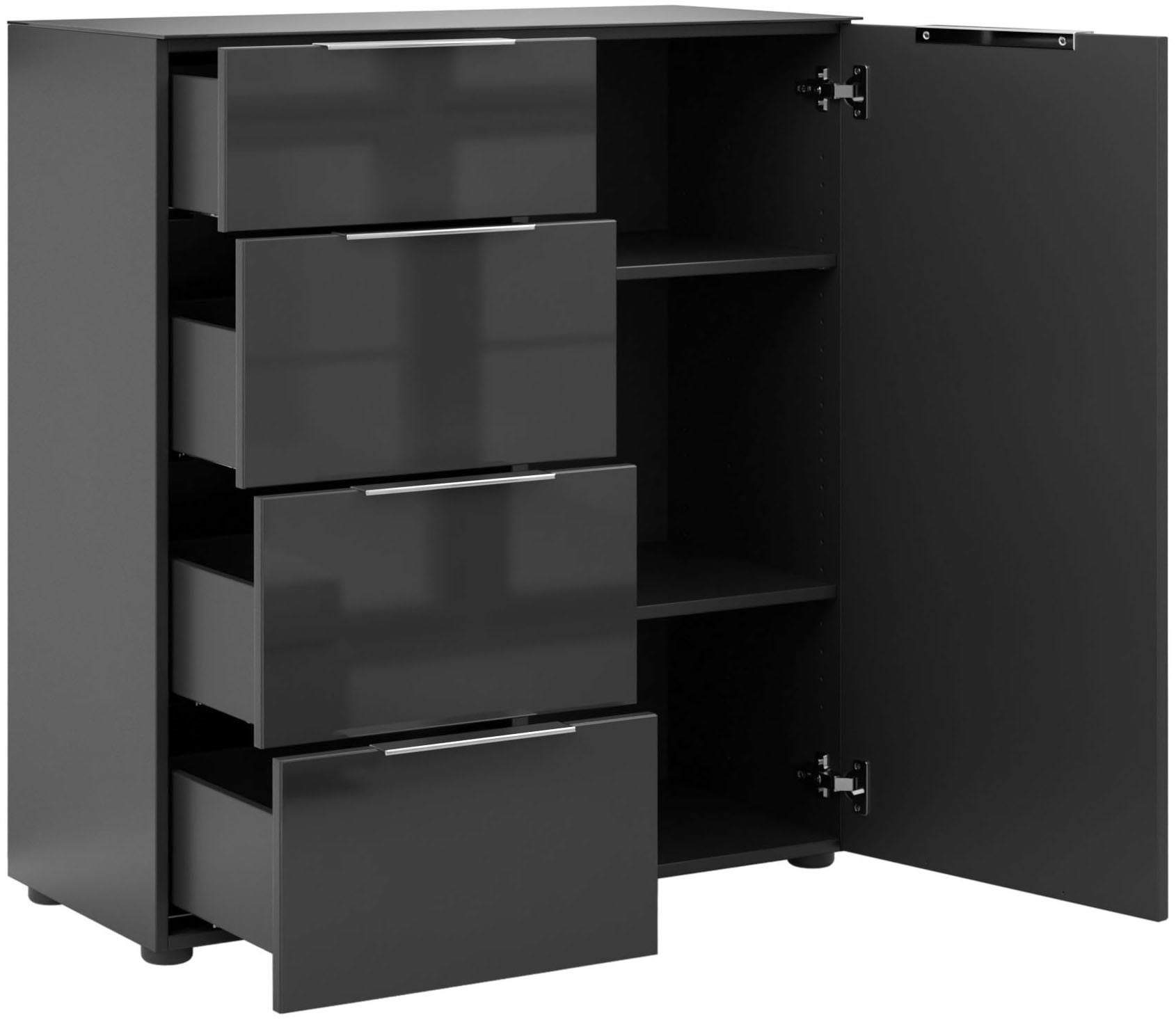 Manjana Möbel Kommode »Kommode mit Chrom oder Schwarz matten Metallgriffen«