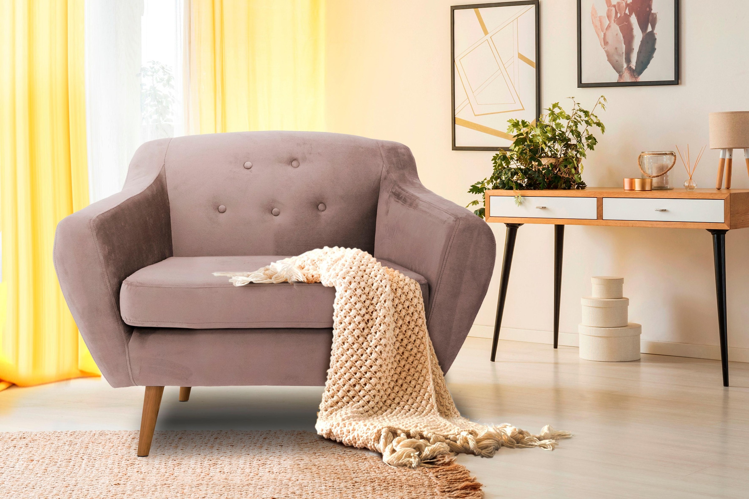 Home affaire Sessel »Renne« mit Heftung im Rücken im skandinavischem Stil günstig online kaufen