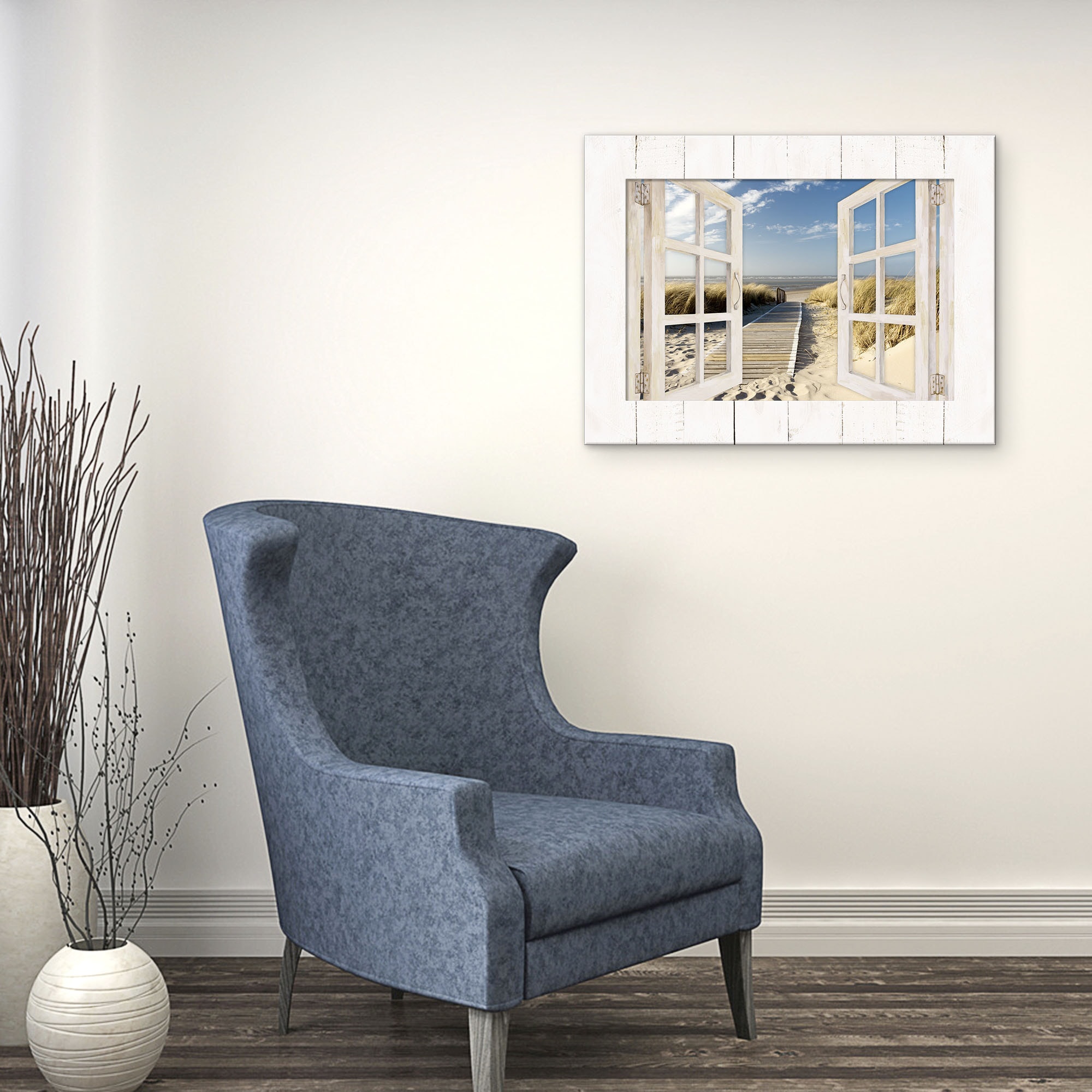 Artland Wandbild »Nordseestrand auf Langeoog - Steg«, Strand, (1 St.), 3D Optik gebogen